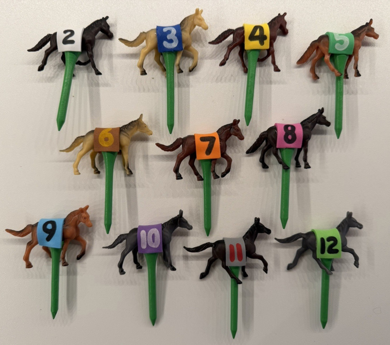 Custom Horse Game Pieces Tokens Race Derby – handmade #’s saddles GREEN tees