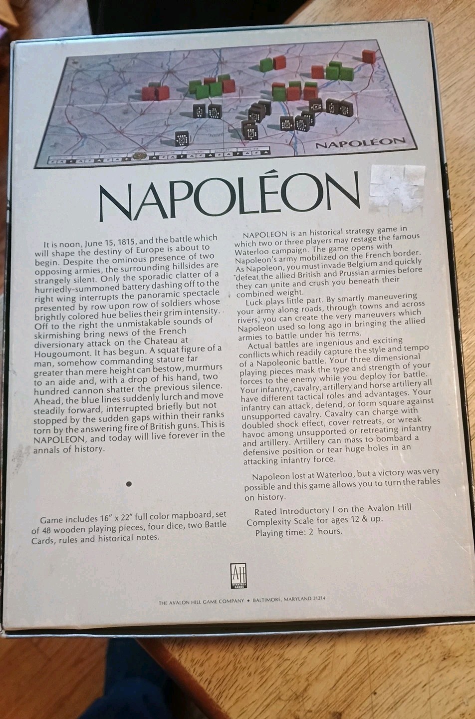 1977 NAPOLEON WATERLOO CAMPAIGN BOARD GAME by AVALON HILL – COMPLETE