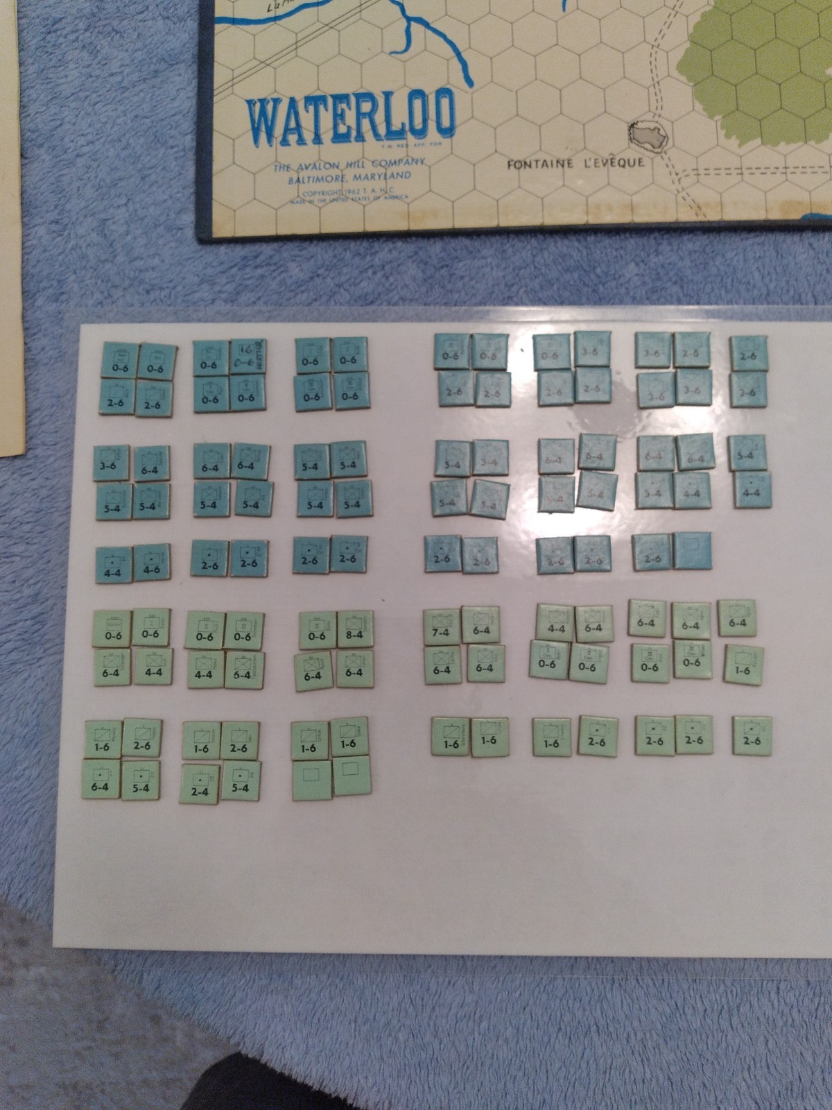 WATERLOO Wargame by Avalon Hill, 1962, Verified Complete, Punched