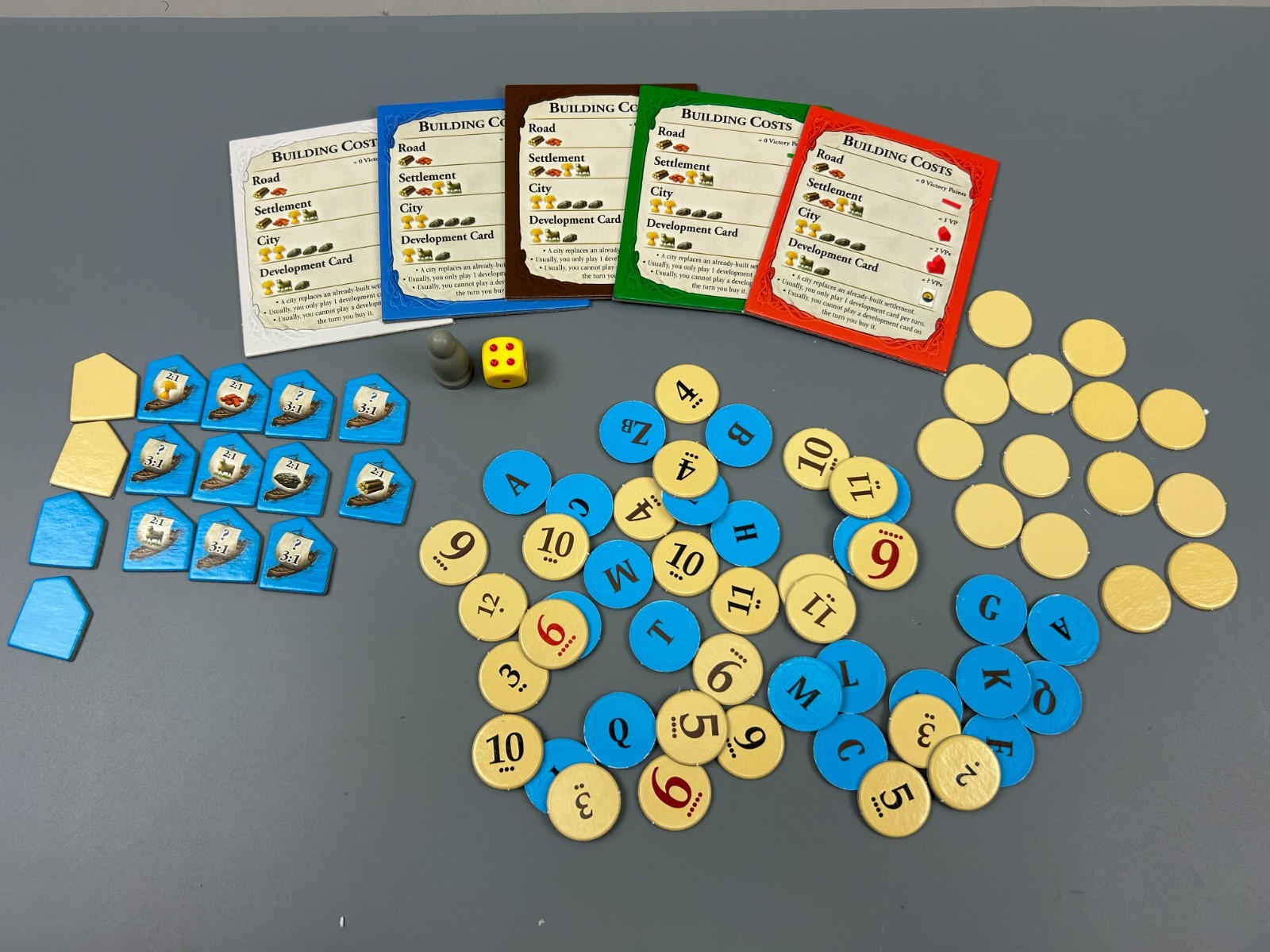 Settlers of Catan Replacement Pieces Number Tokens Robber Harbor Dice Building