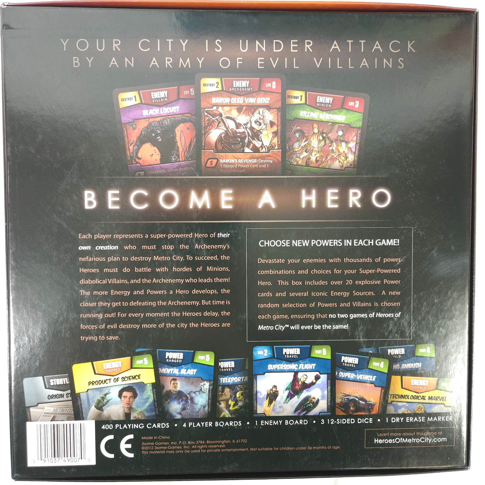 NIB Heroes of Metro City Board Card Game 3Some Games 2012