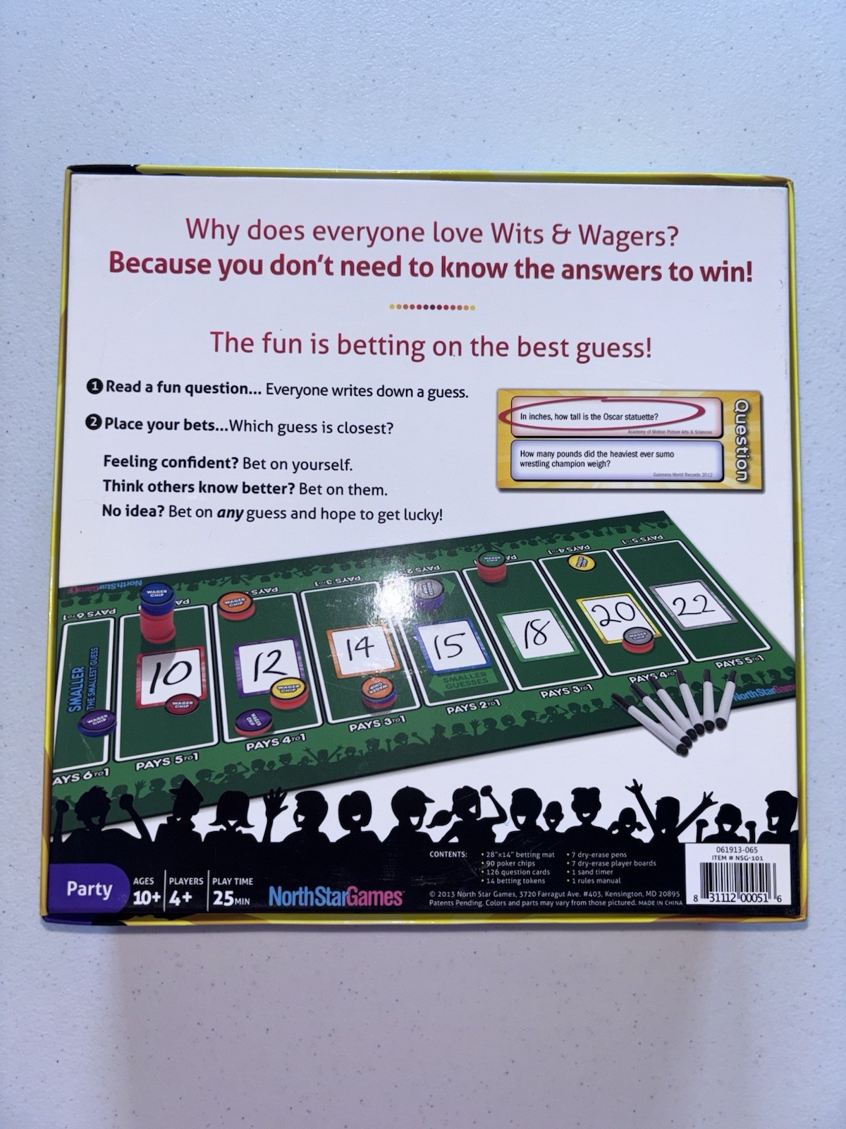 North Star Games Wits & Wagers Trivia Party Game Award Winner 10+ 4+ 2013
