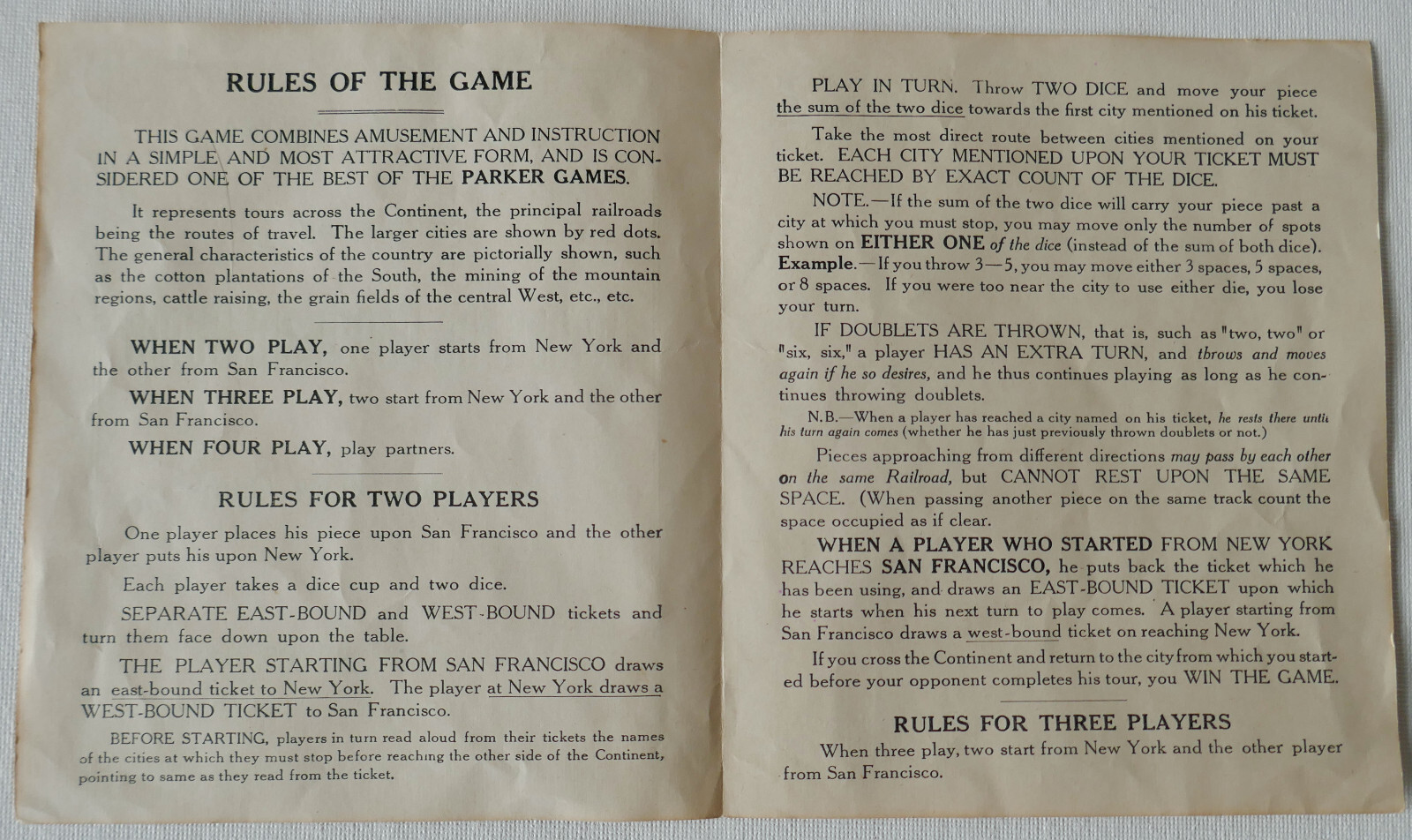 1940s WWII-Era Board Game ACROSS THE CONTINENT Non-Metal (Composition) Trains