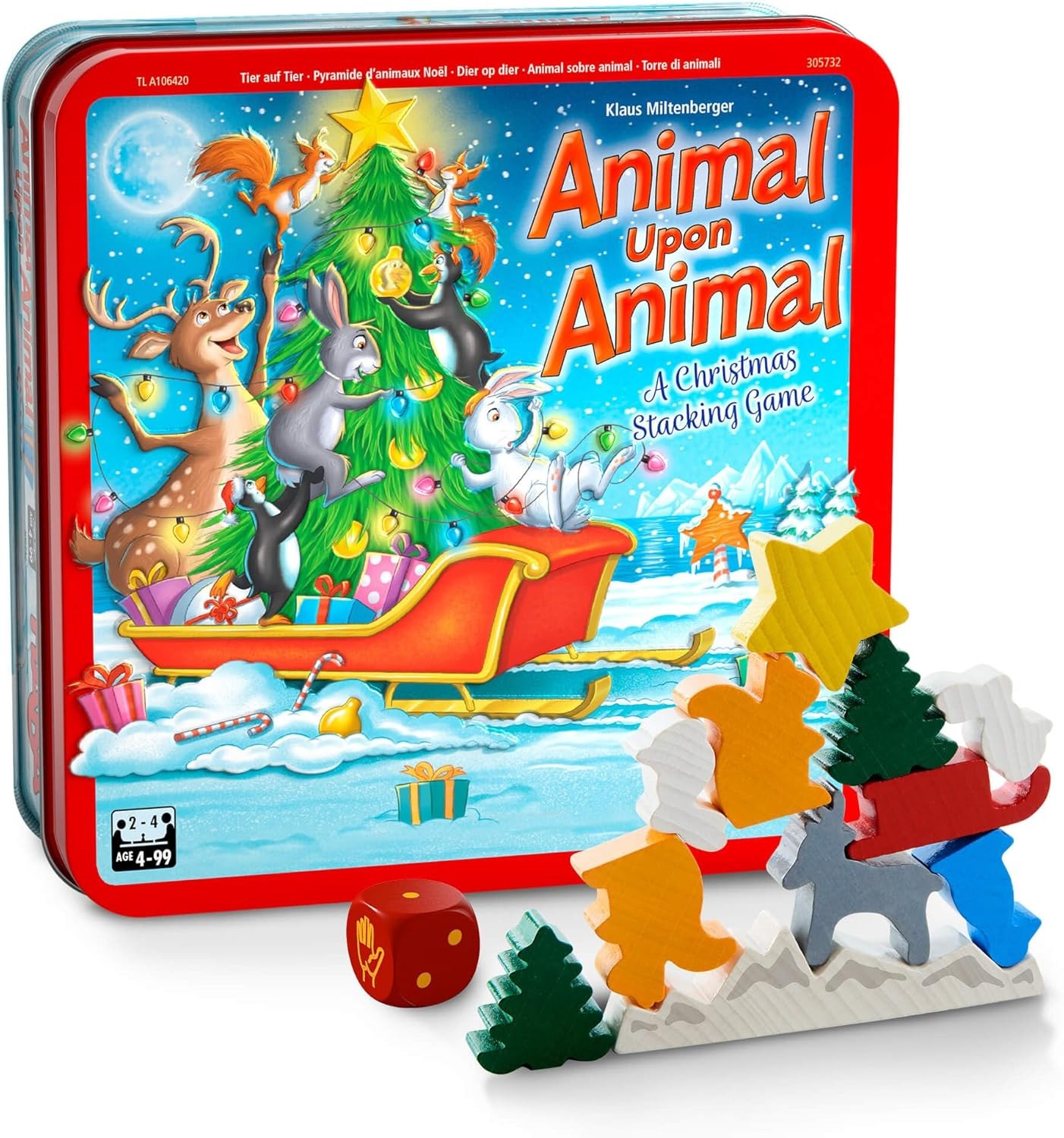 HABA Animal Upon Animal Christmas Stacking Game + Collector’s Tin New