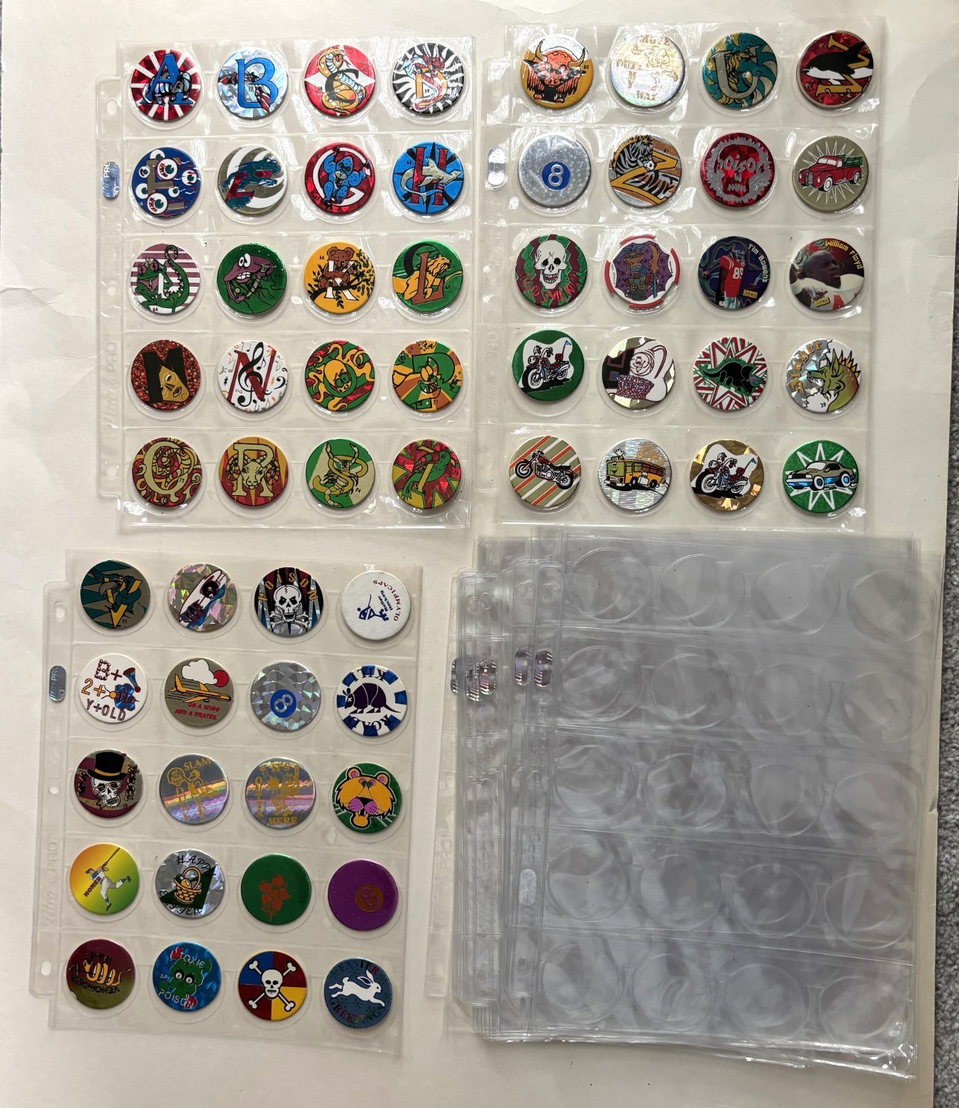 21 HOLOGRAM PAGES POGS MILK CAP Holds 20 each 60 POGS INCL UDED VINTAGE NEW