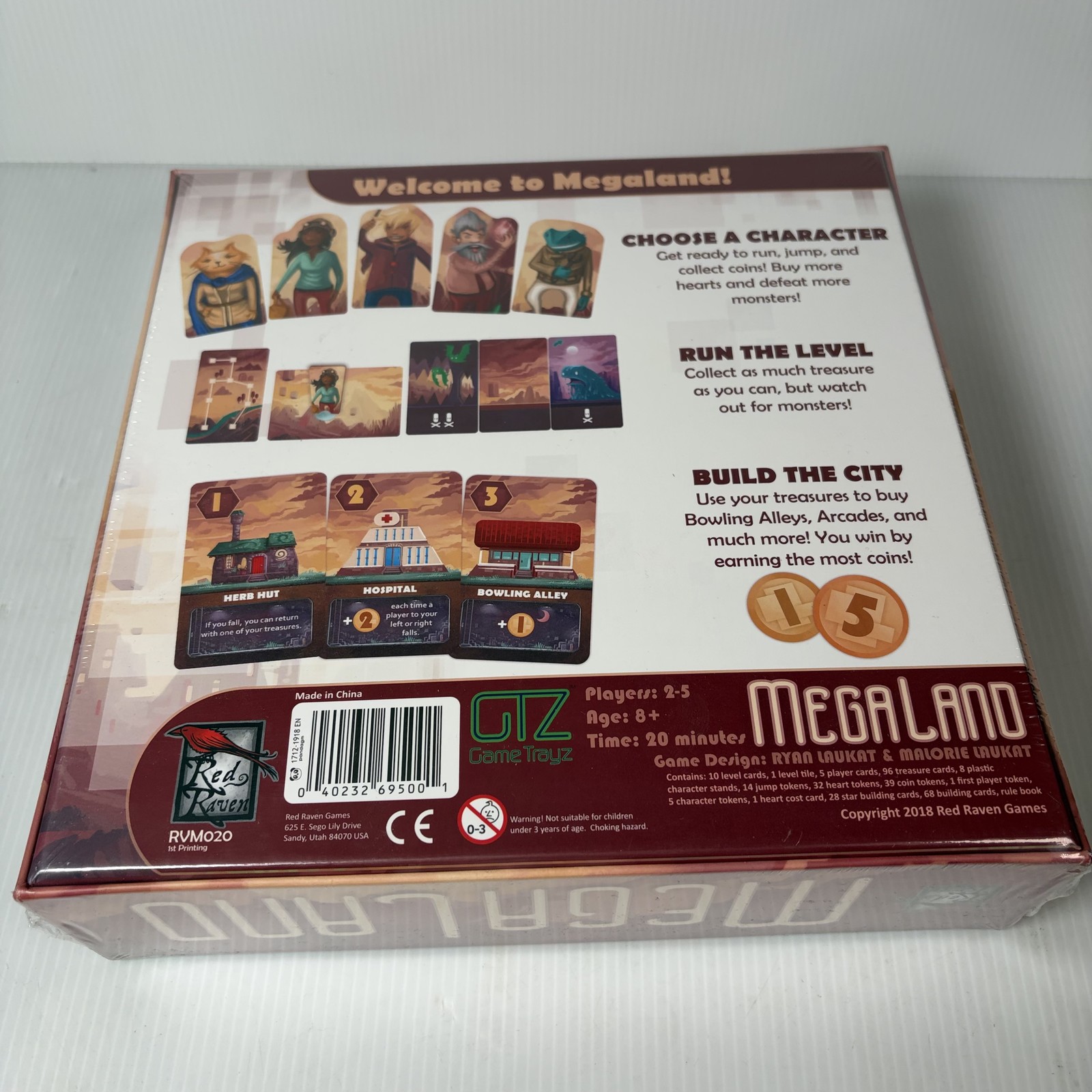 Megaland Board Game New Factory Sealed Red Raven Games Ryan & Malorie Laukat