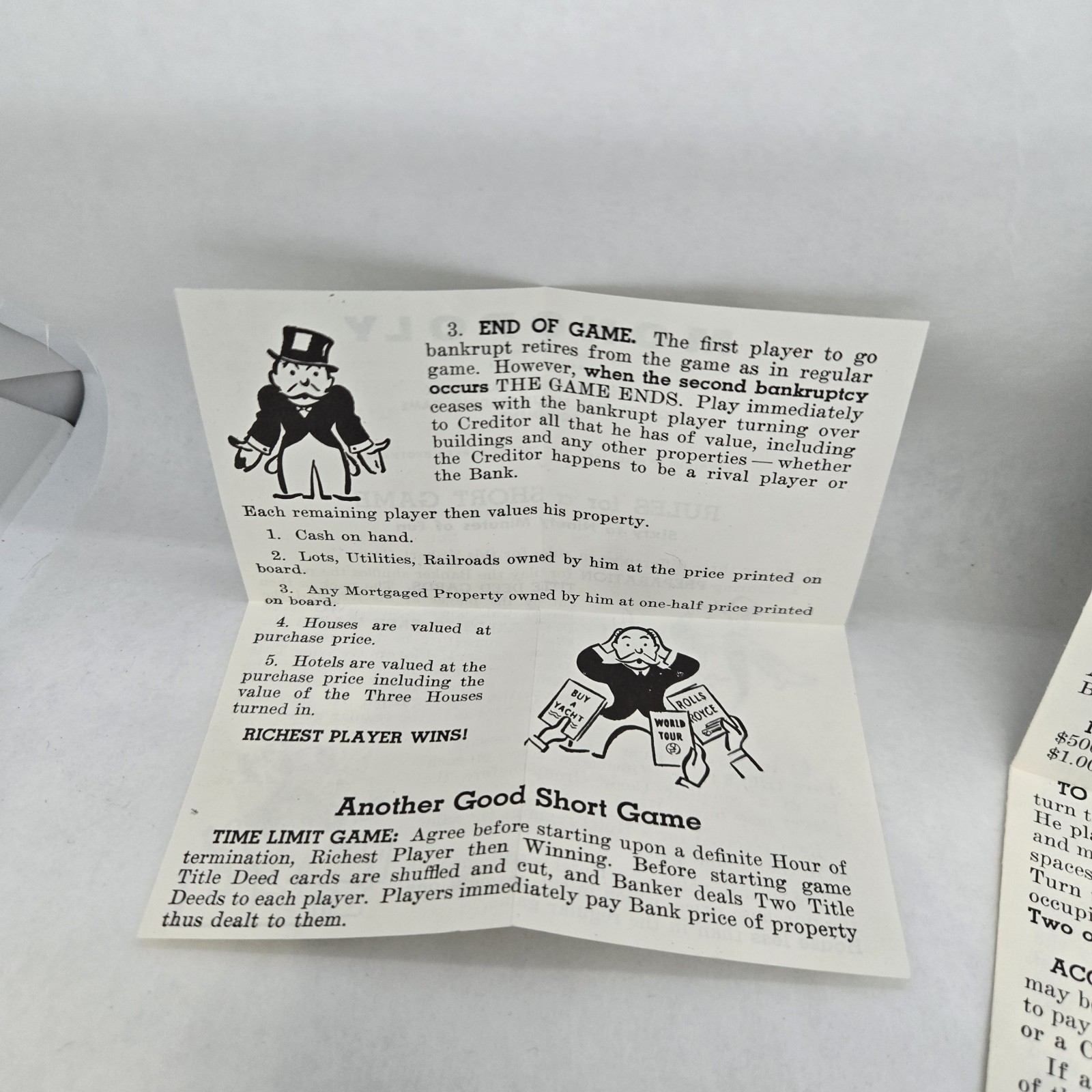 Set of 2 Vintage Monopoly Replacement Instruction Manuals ©1961 Long & Short