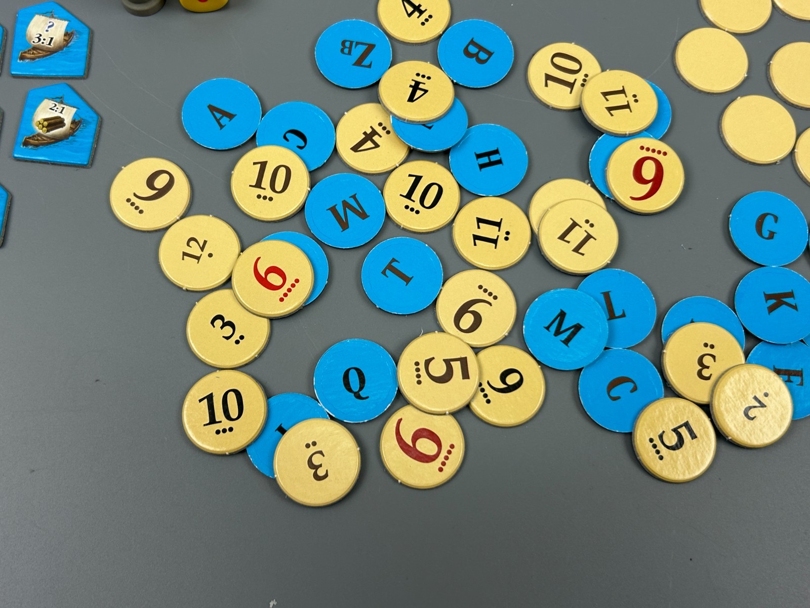 Settlers of Catan Replacement Pieces Number Tokens Robber Harbor Dice Building