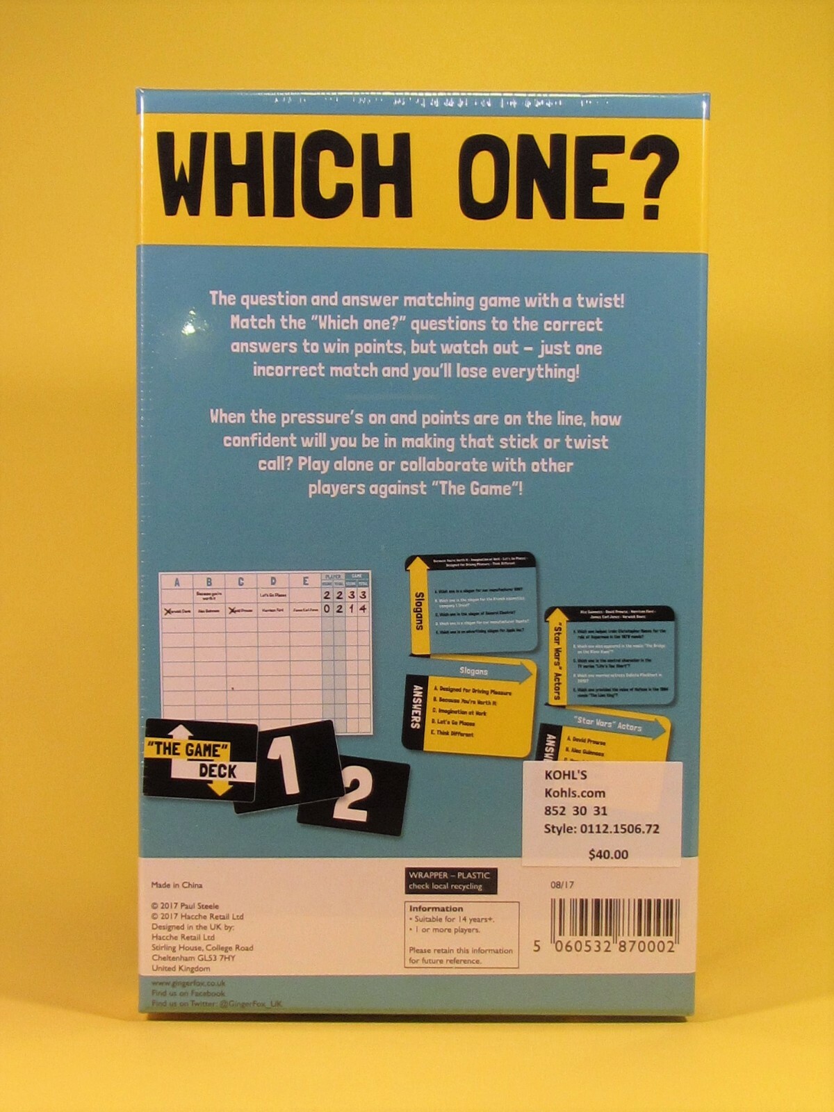 Which One The Question & Answer Matching Game Alone or Teams Ginger Fox NEW