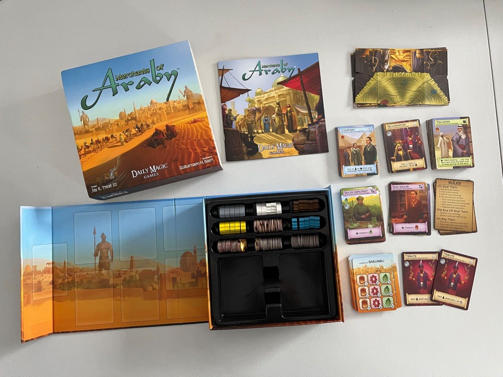 Merchants of Araby Kickstarter Board Card Game Used Daily Magic Games 2016 Nice