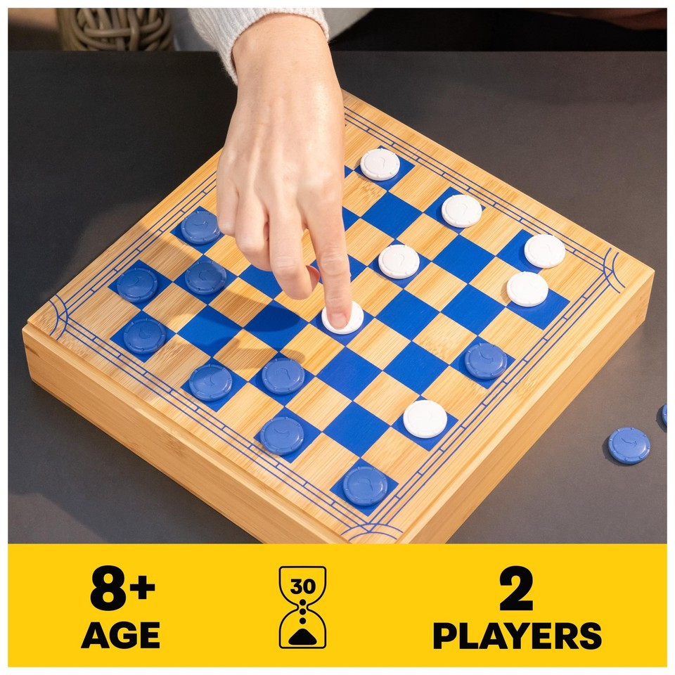 Chess Checkers Board Game Set w/ Bamboo Wooden Box Eco-Friendly Gift Adults/Kids