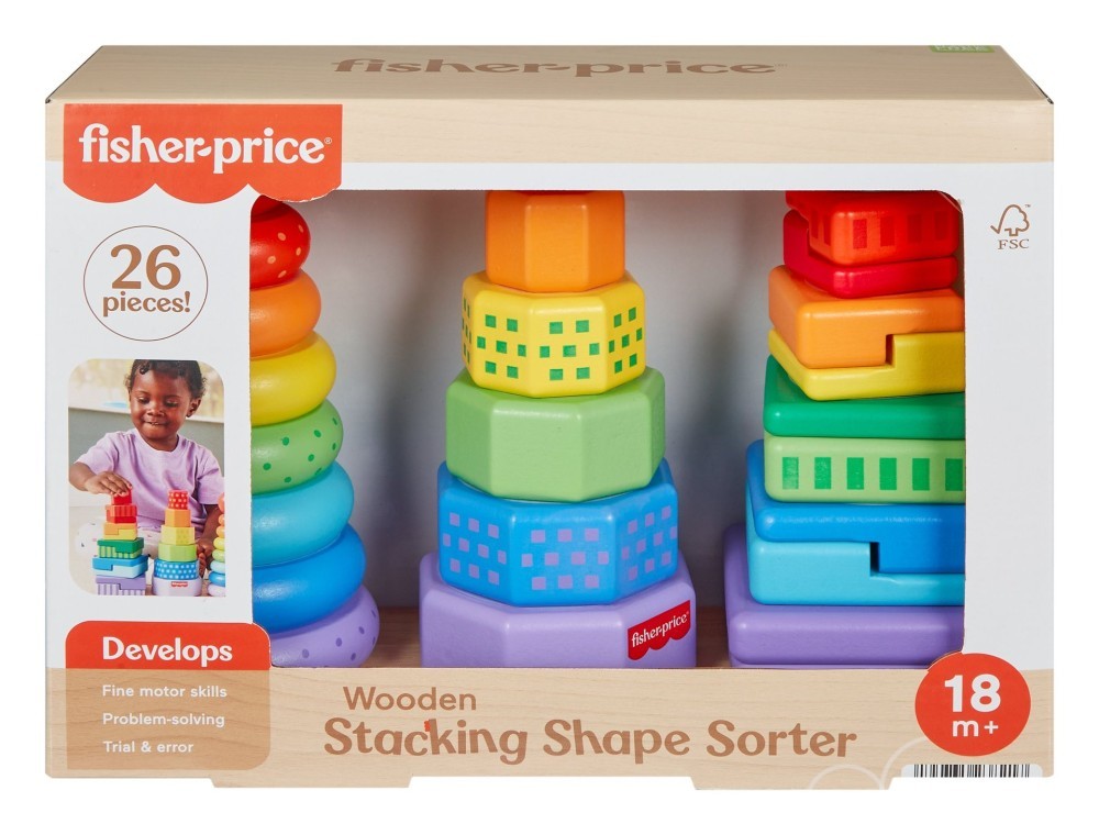 Fisher price Set of 3 Stackable Shape Sorter Pyramids (18-36m) Multicolor