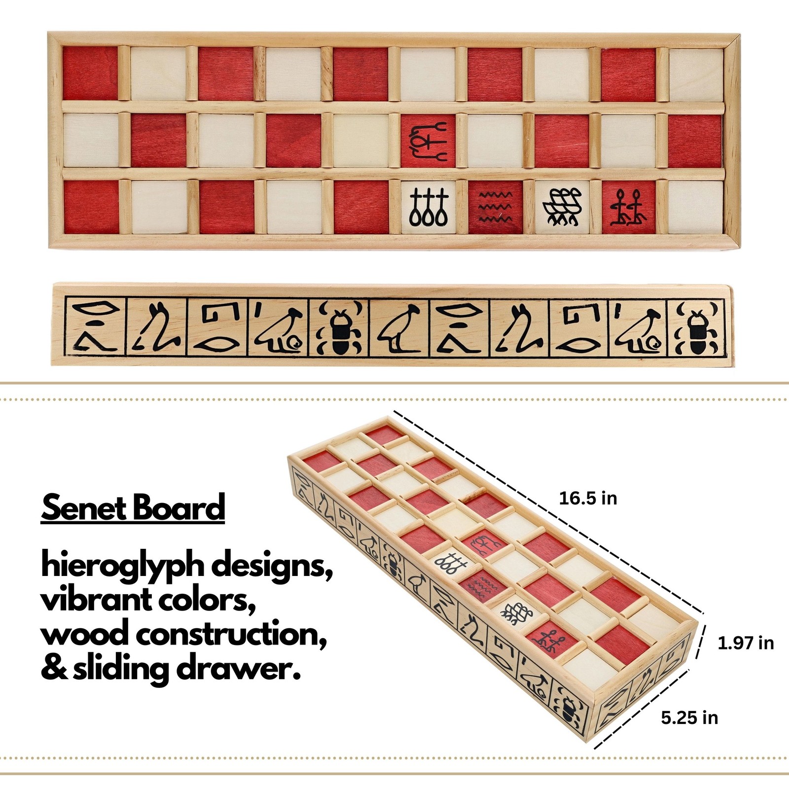 WE Games Wood Senet Game – An Ancient Egyptian Board Game