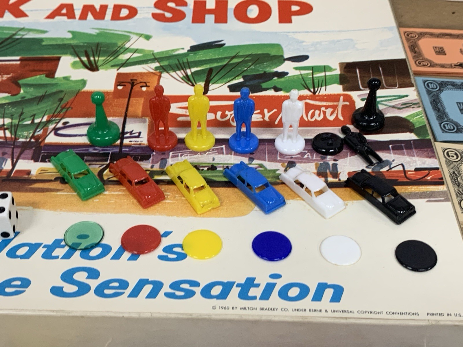 Vintage 1953 1960 Park And Shop Milton Bradley Board Shopping Game 4300 Complete
