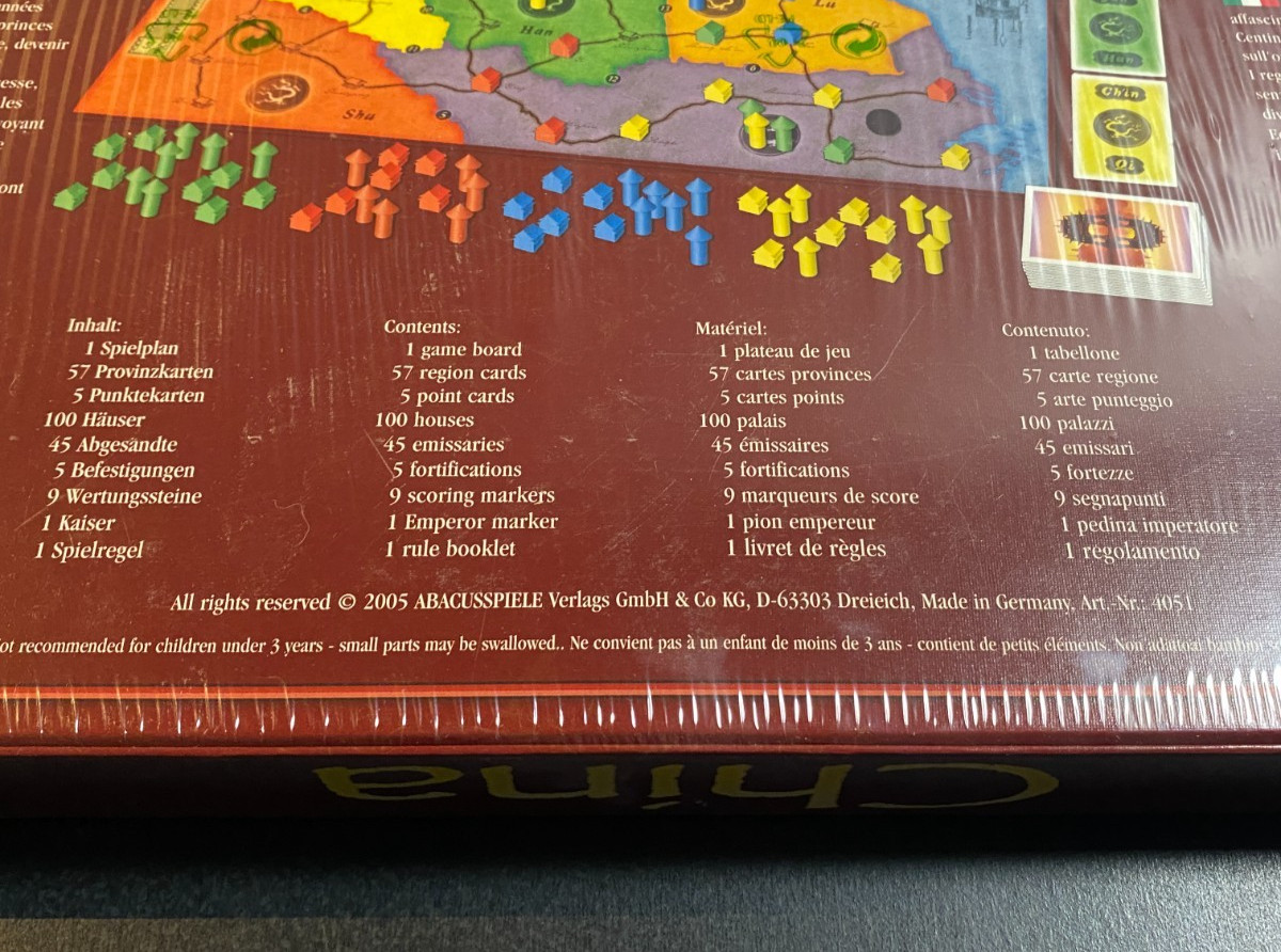China (2005) Board Game by Michael Schacht – Abacusspiele – NEW SEALED