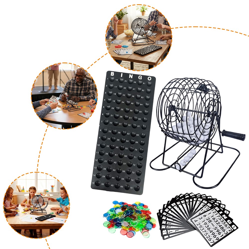 Deluxe Bingo Game Set w/Metal Bingo Cage Perfect for the Whole Family FriendsANY