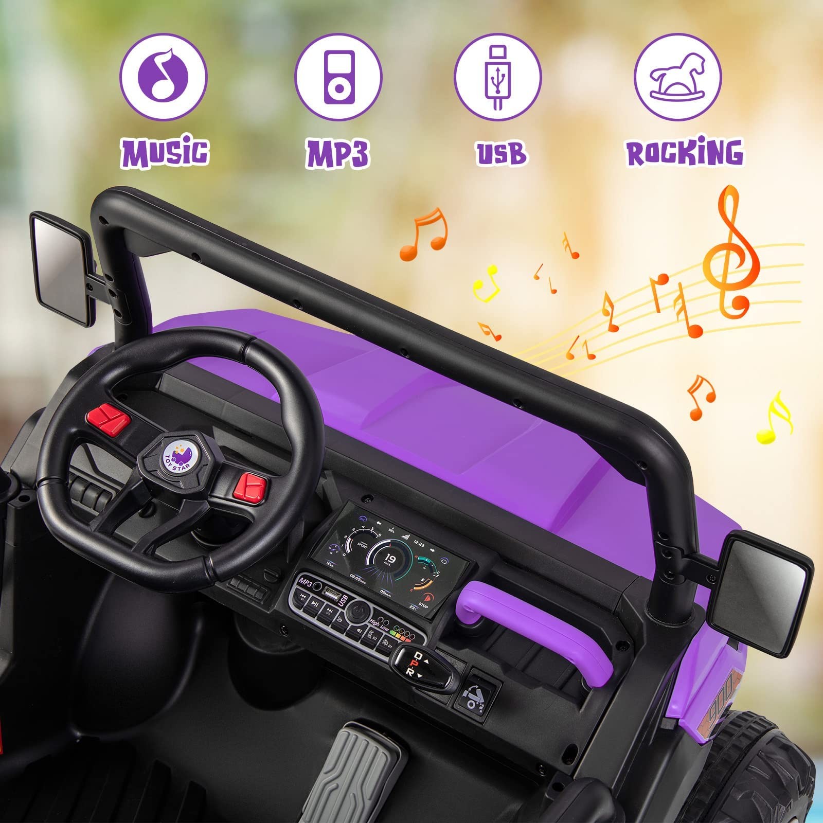 12V Electric Ride On Car 2 Seater UTV Remote Control Violet OLAKIDS Off-Road