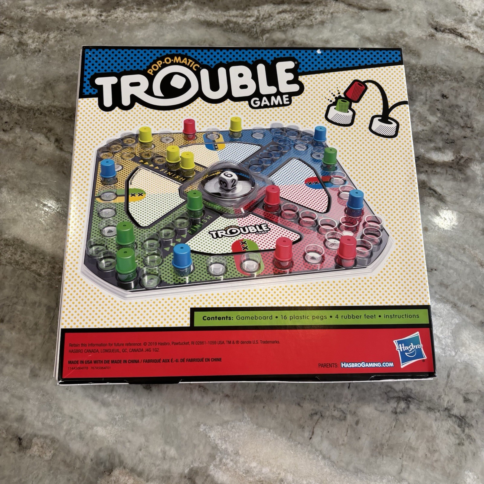 Hasbro Gaming Trouble Board Game for Kids Ages 5 and Up 2-4 Players New