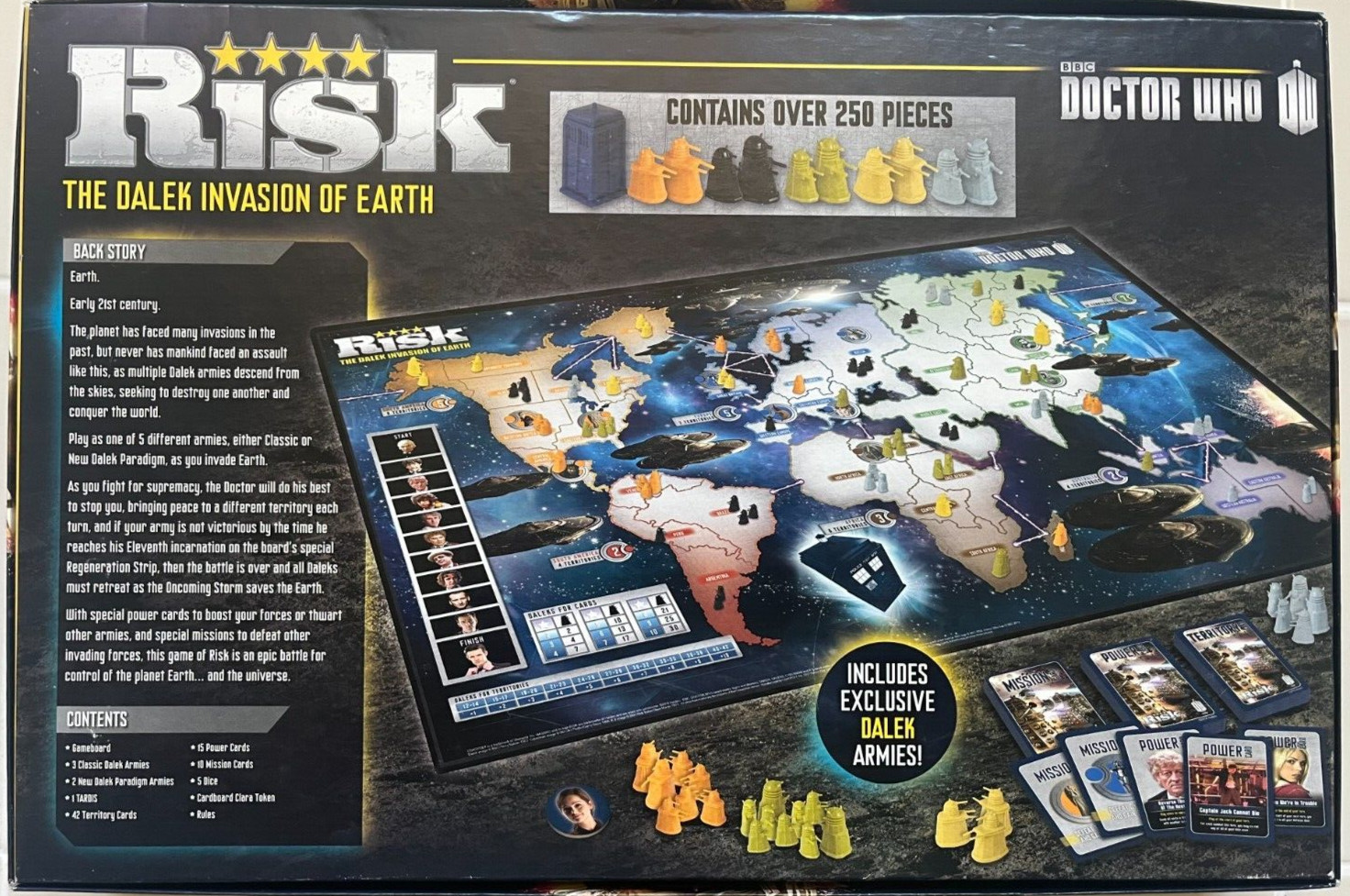 RISK Doctor Who: The Dalek Invasion of Earth Board Game -Complete w/extra Daleks