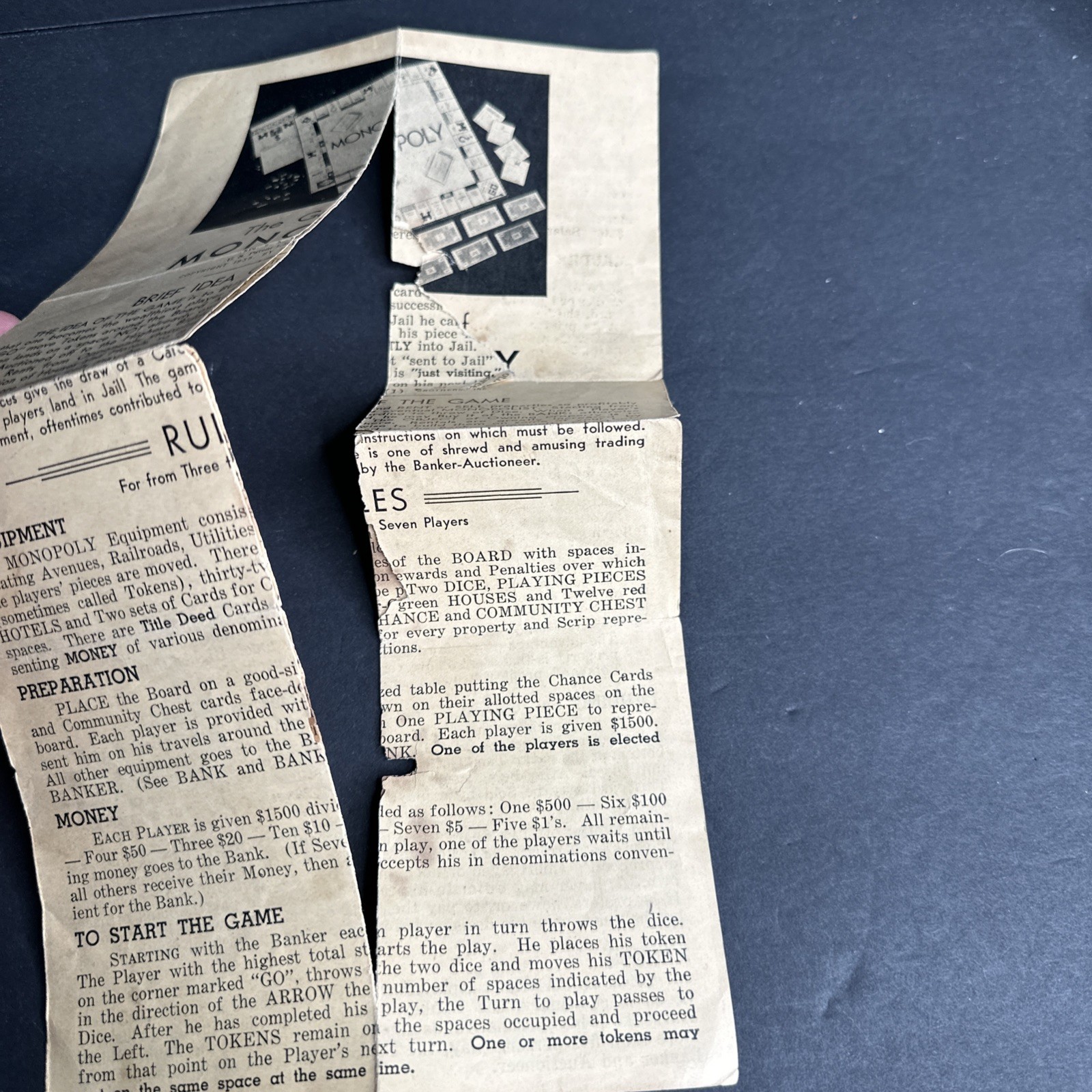 1935 Monopoly Trade-Mark Vintage Original Rules Directions Instructions READ