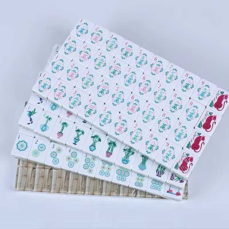 NEW! Vibrant Bamboo Grain Acrylic 4-Layer American Mahjong Tile Set 160 Tiles
