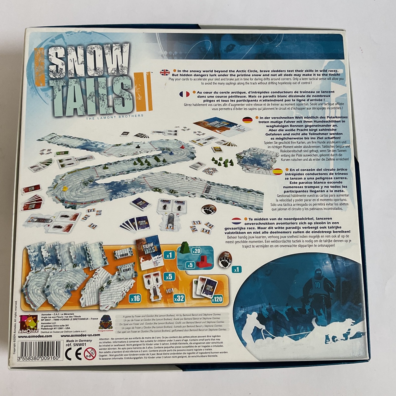 Snow Tails TheSled Racing Board Game Asmodee 2nd Edition 2009 Complete