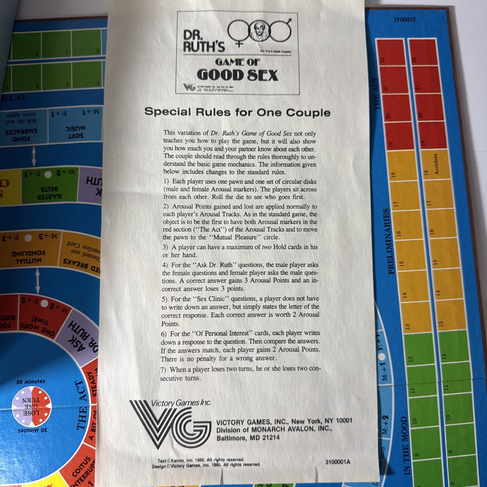 Vintage Dr Ruth’s Game of Good Sex By Victory Games – 1985 Edition – Complete!