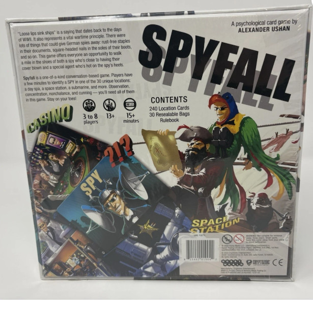 Spyfall Board Game Alexander Ushan Cryptozoic Hobby World Party Card Game, Rare
