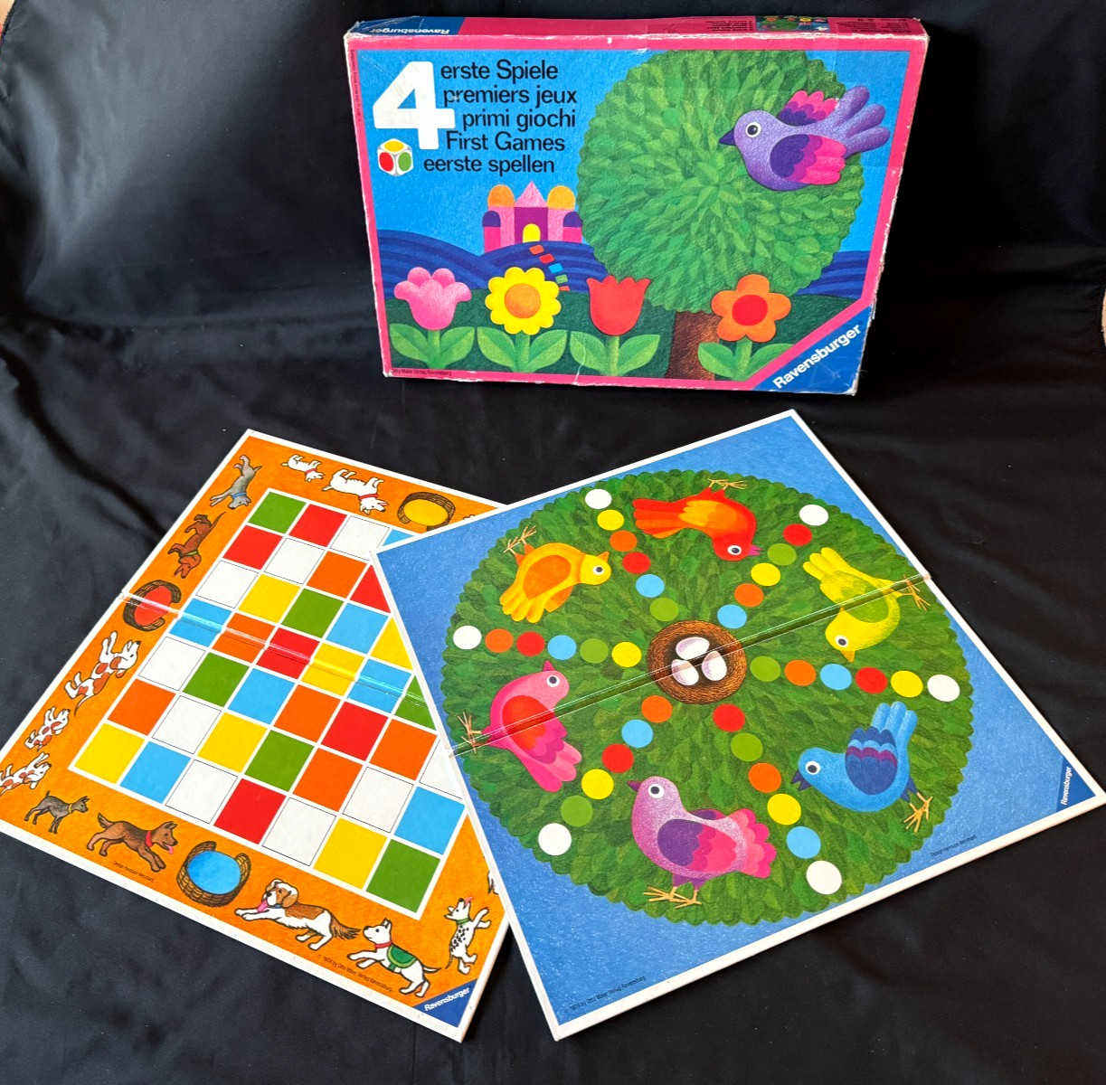 vtg 1974 Ravensburger 4 First Games COMPLETE board game Western Germany ages 3-8