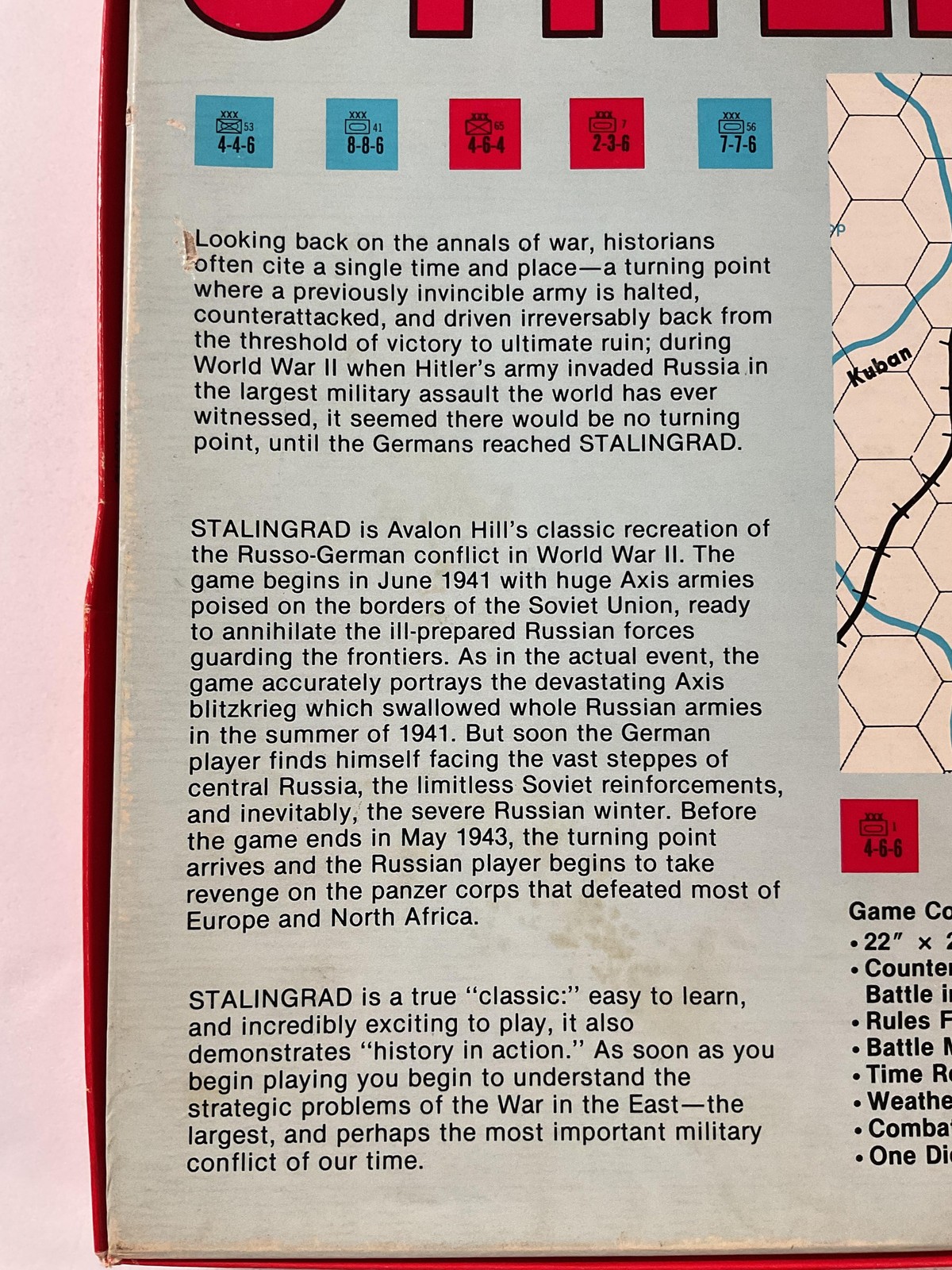 Vintage 1963 Stalingrad Board Game Avalon Hill WWII War Theme USA Red Box
