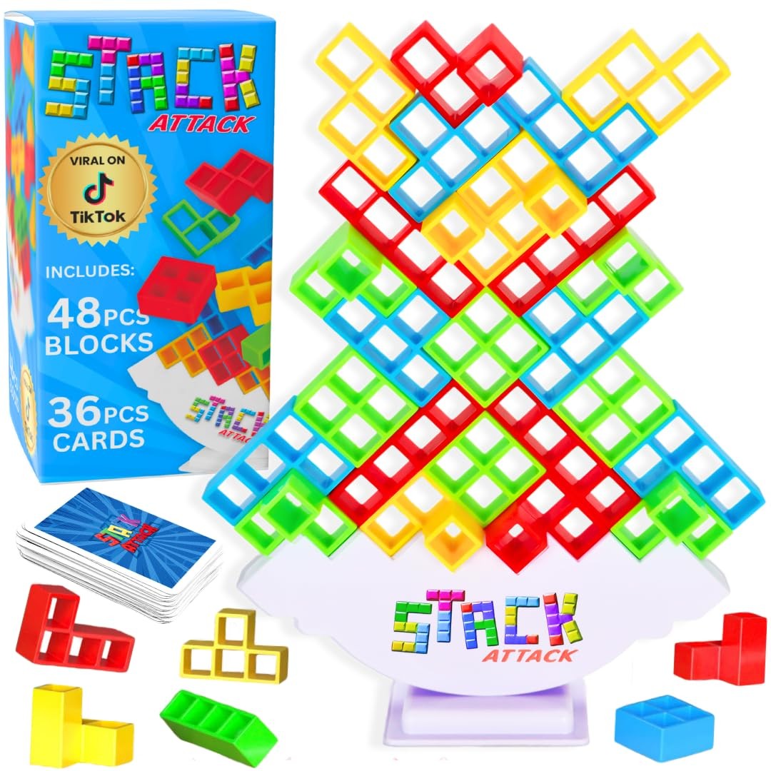 Stack Attack Tower Game, Fun Balance Games for Kids & Adults, Family Game Nig…