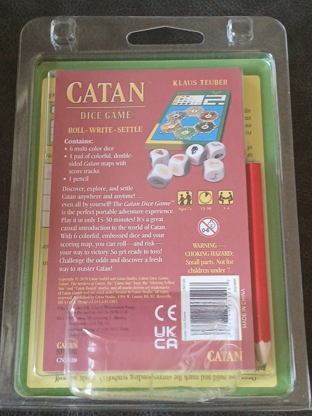 Settlers of Catan 2-6 Player Dice Game Roll Write Settle NEW Travel