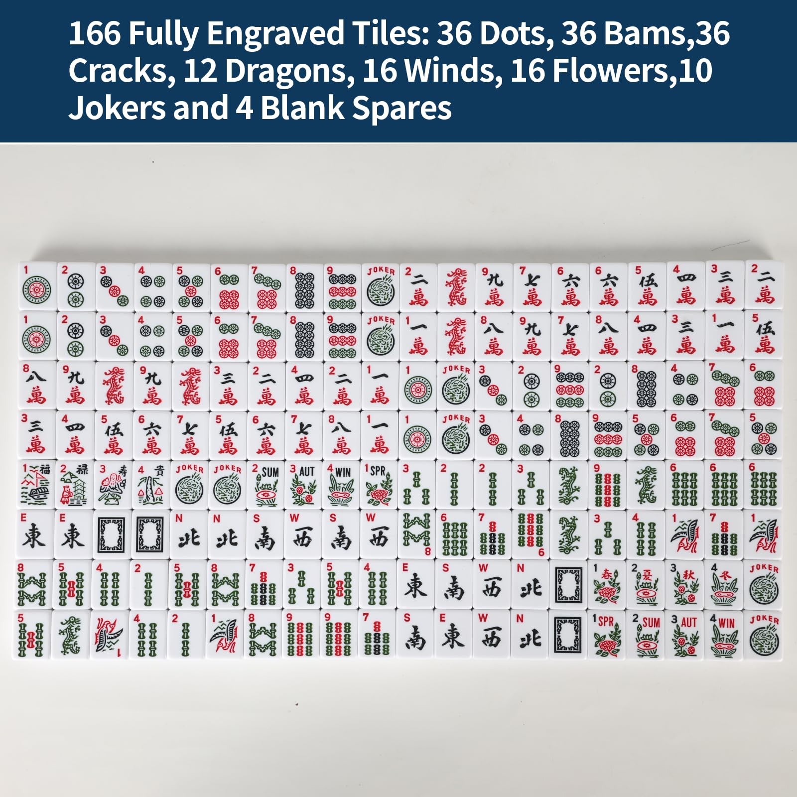 American Mahjong Tiles Set with Mah Jong 9 inches by 20 inches, Black