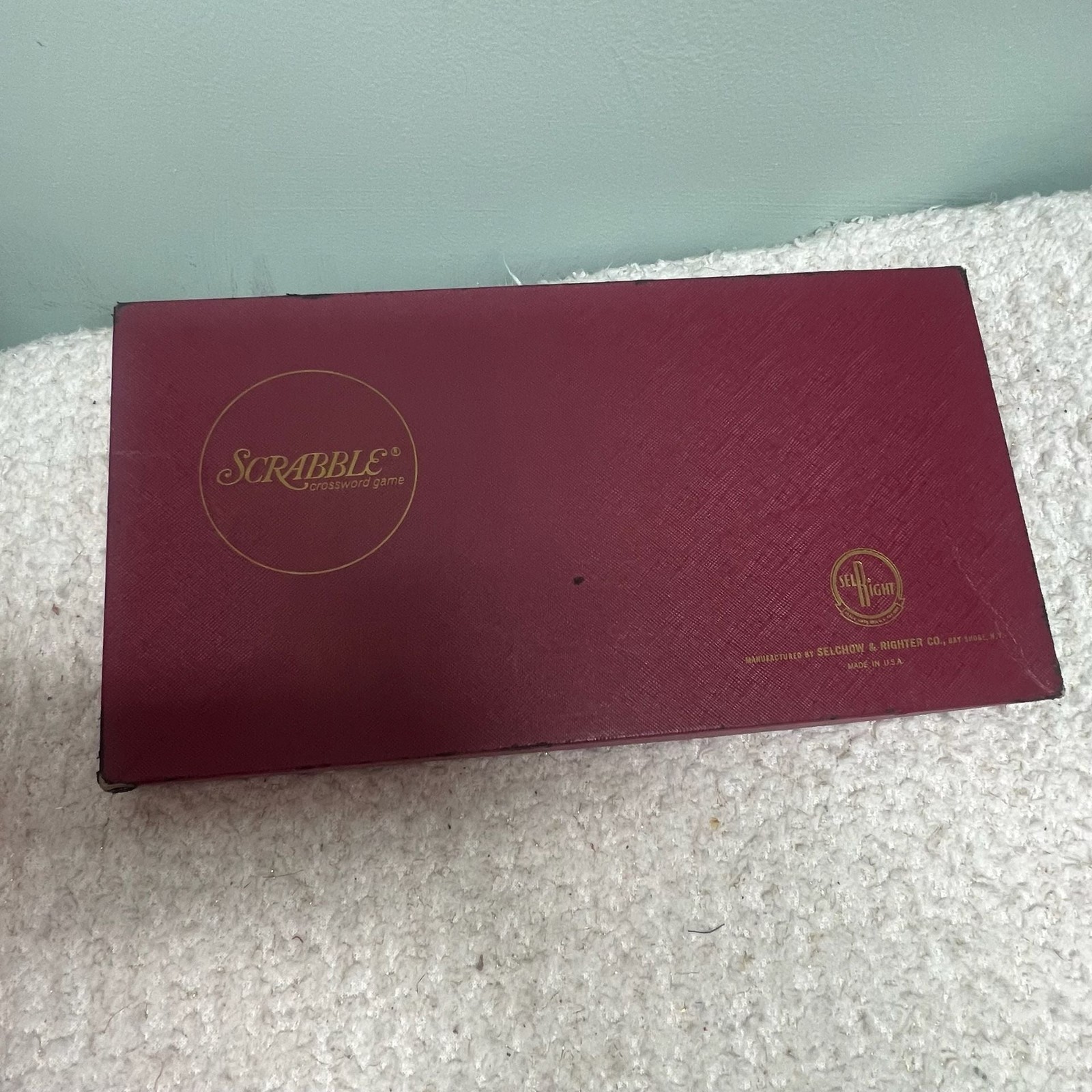 VTG 1953 Scrabble Crossword Game Regular Edition Maroon Box Red Board ALL TILES