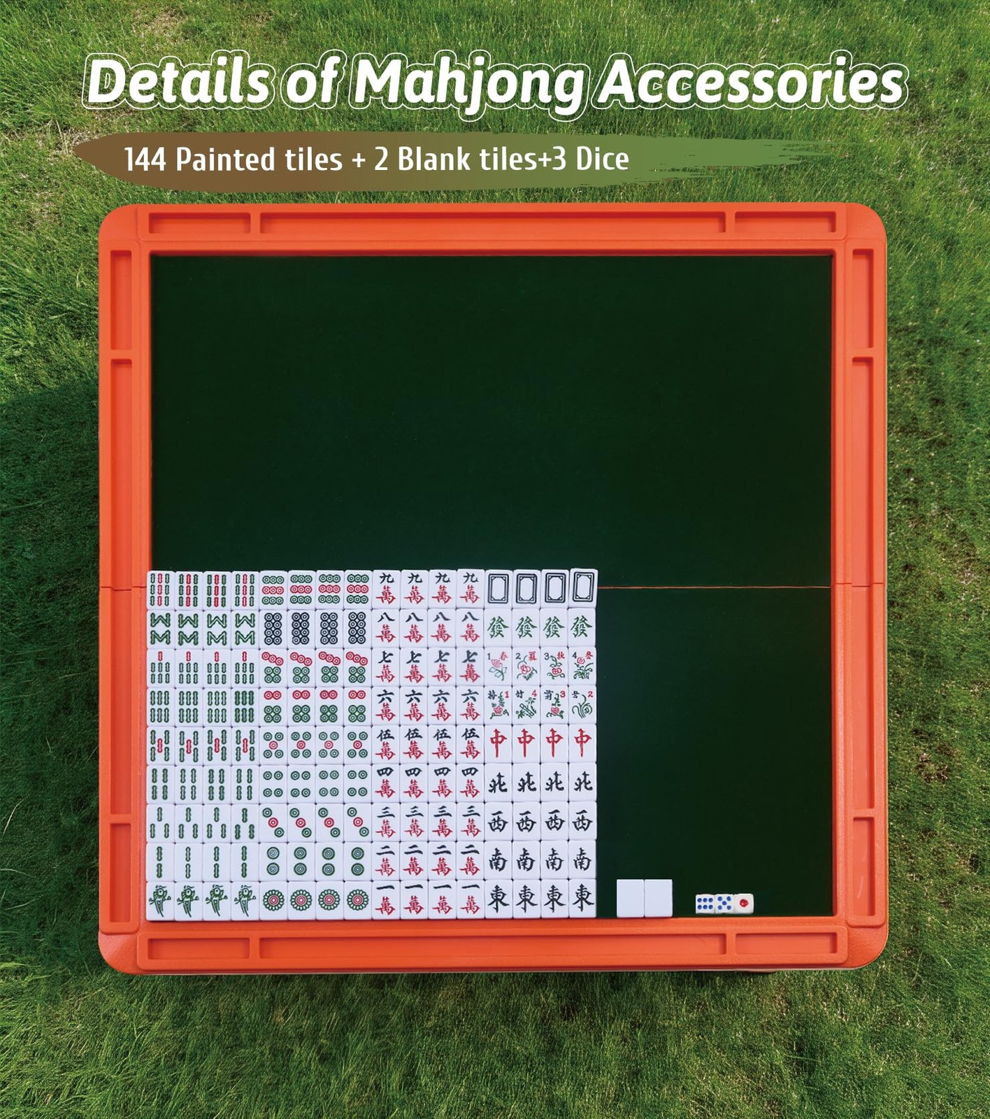 XIOQINE Travel Mahjong Set with Foldable Table, 144 Mini Tiles Chinese Mahjon…