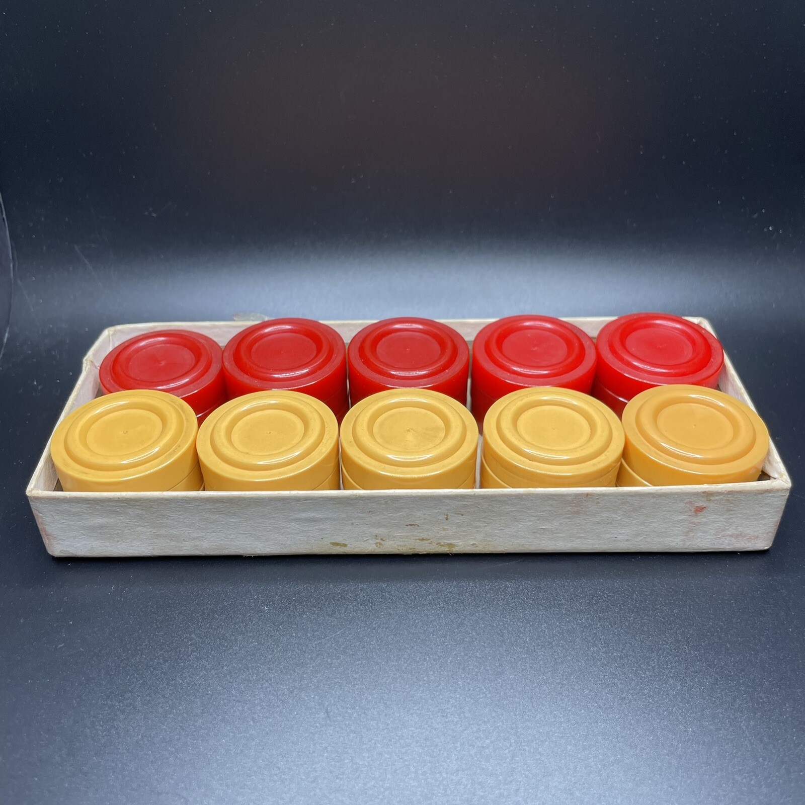 29 Vintage Bakelite RED & CREAM Backgammon Checker Pieces Set (1 missing)