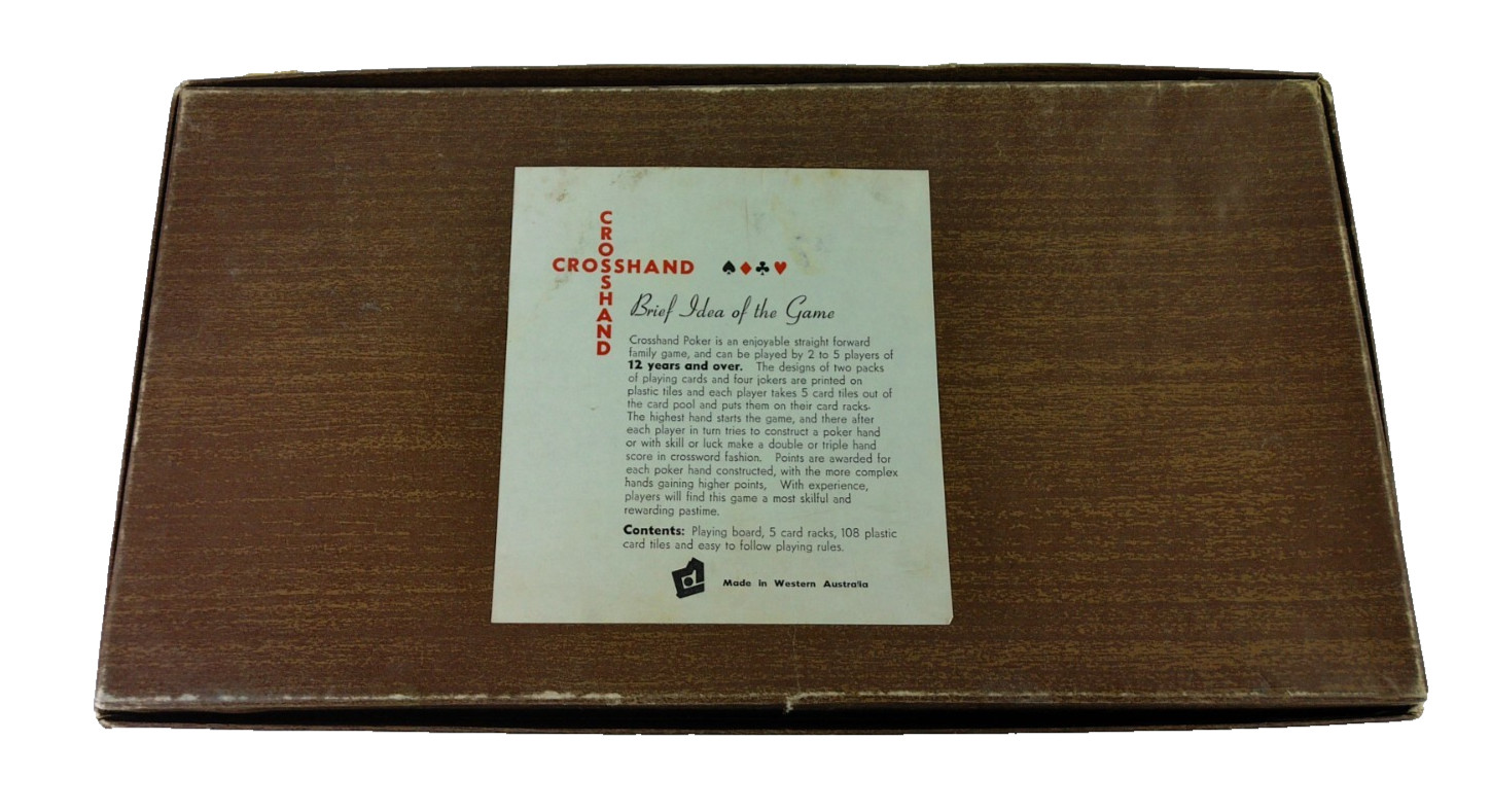 Crosshand Poker Vintage Boardgame 1978 FCB Industries Western Australia #316837