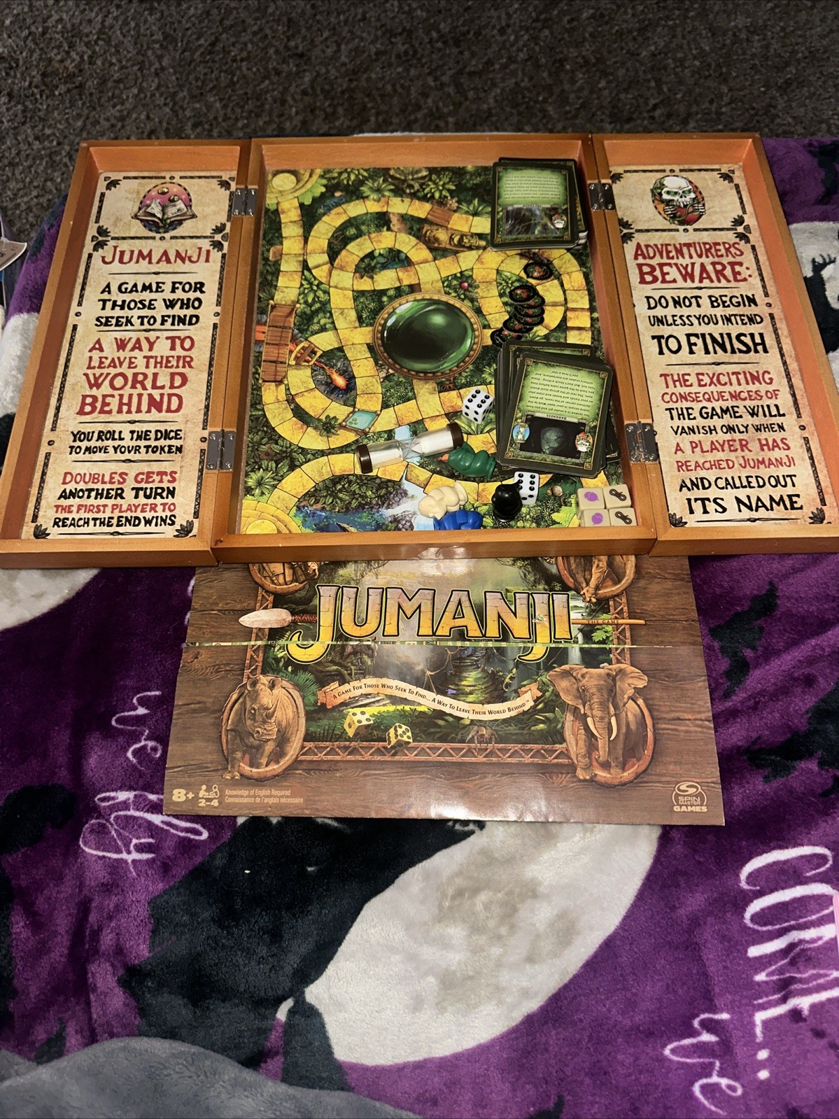 Jumanji The Game Real Wooden Box Edition of the Classic Adventure Game Complete