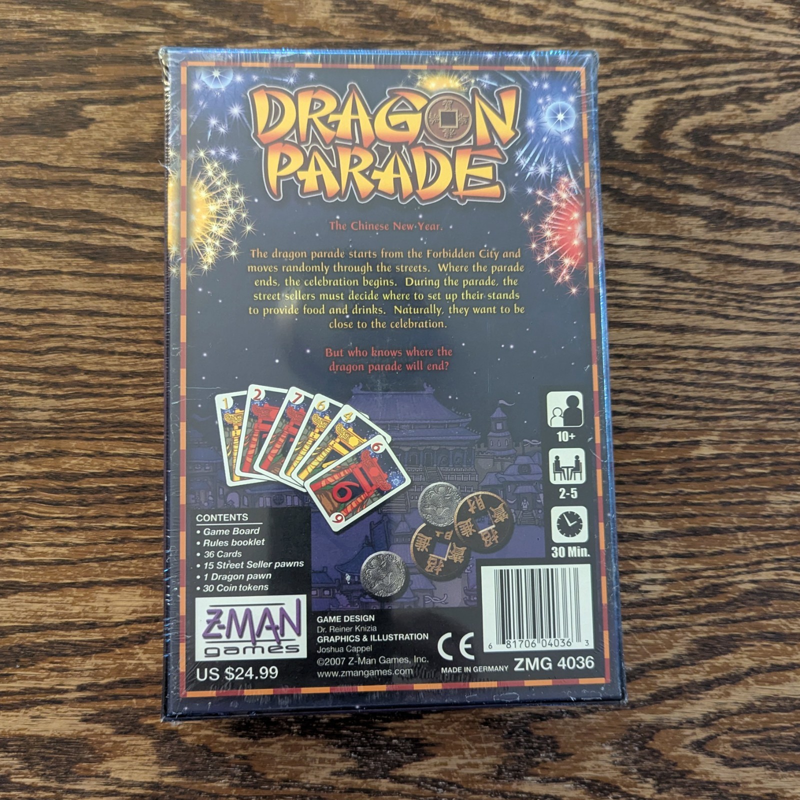 Dragon Parade Board Game Z-Man Games 2007 Reiner Knizia Unpunched NEW/SEALED
