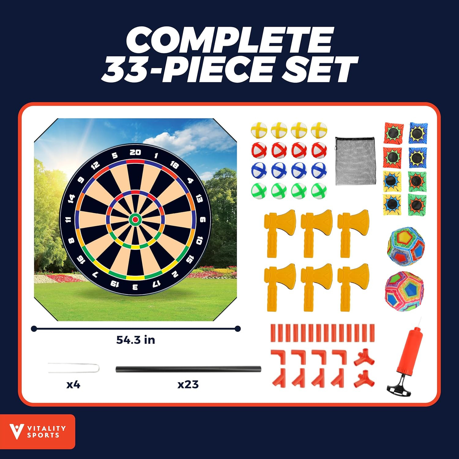 4-in-1 Backyard Sport Game Set: Golf, Axe Throwing, Soccer & Bean Bags