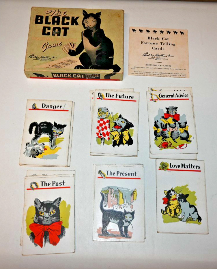 Vintage 1940s Parkers Brothers The Black Cat Fortune Telling Game Complete (B3)