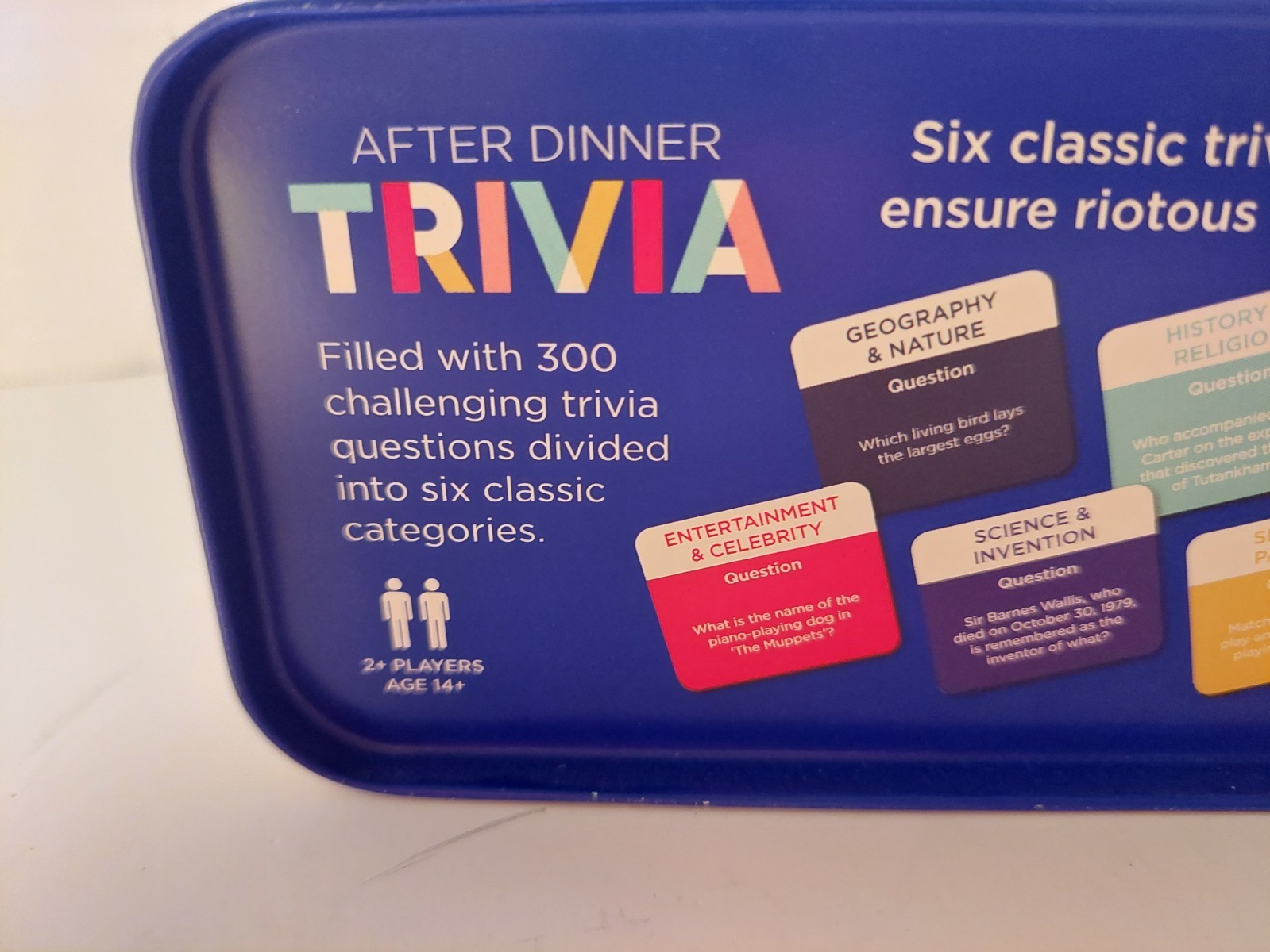 After Dinner Trivia Game 300 Cards 6 Testing Trivia Themes Ages 14+ New In Tin