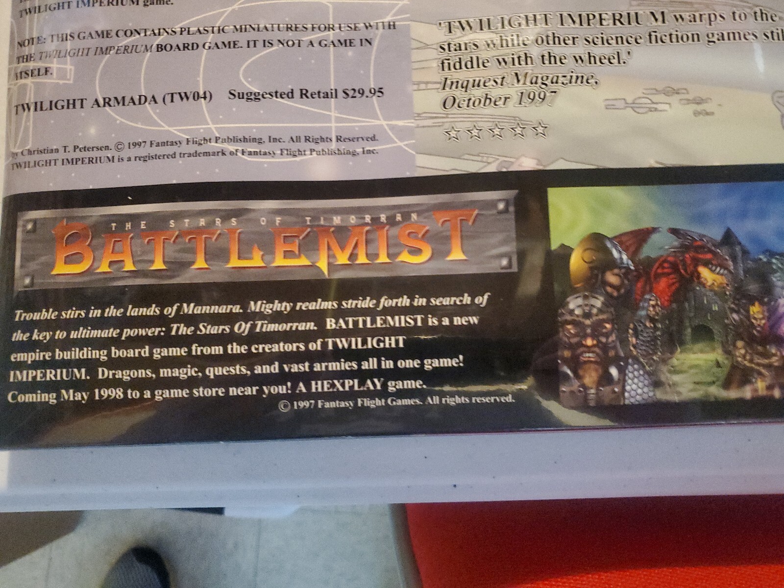 Fantasy Flight Games Twilight Imperium Twilight Armada expansion 1997 rare New