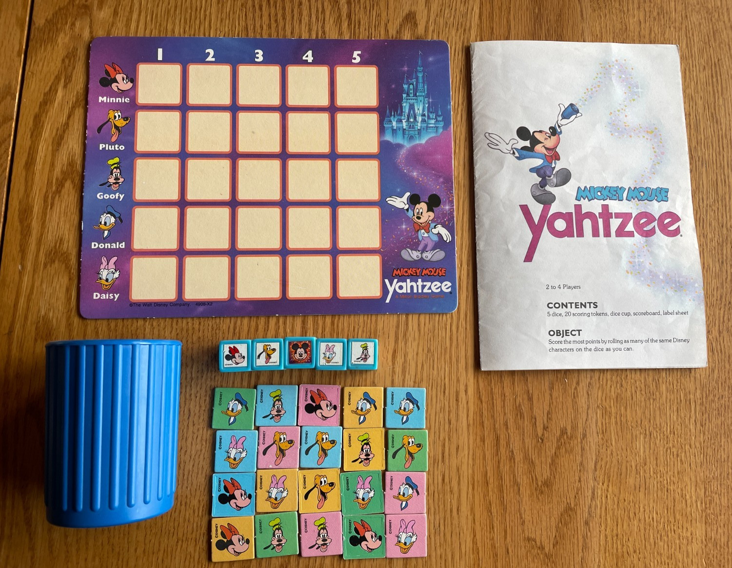 Vintage 1988 MICKEY MOUSE YAHTZEE Game Disney Milton Bradley 100% Complete