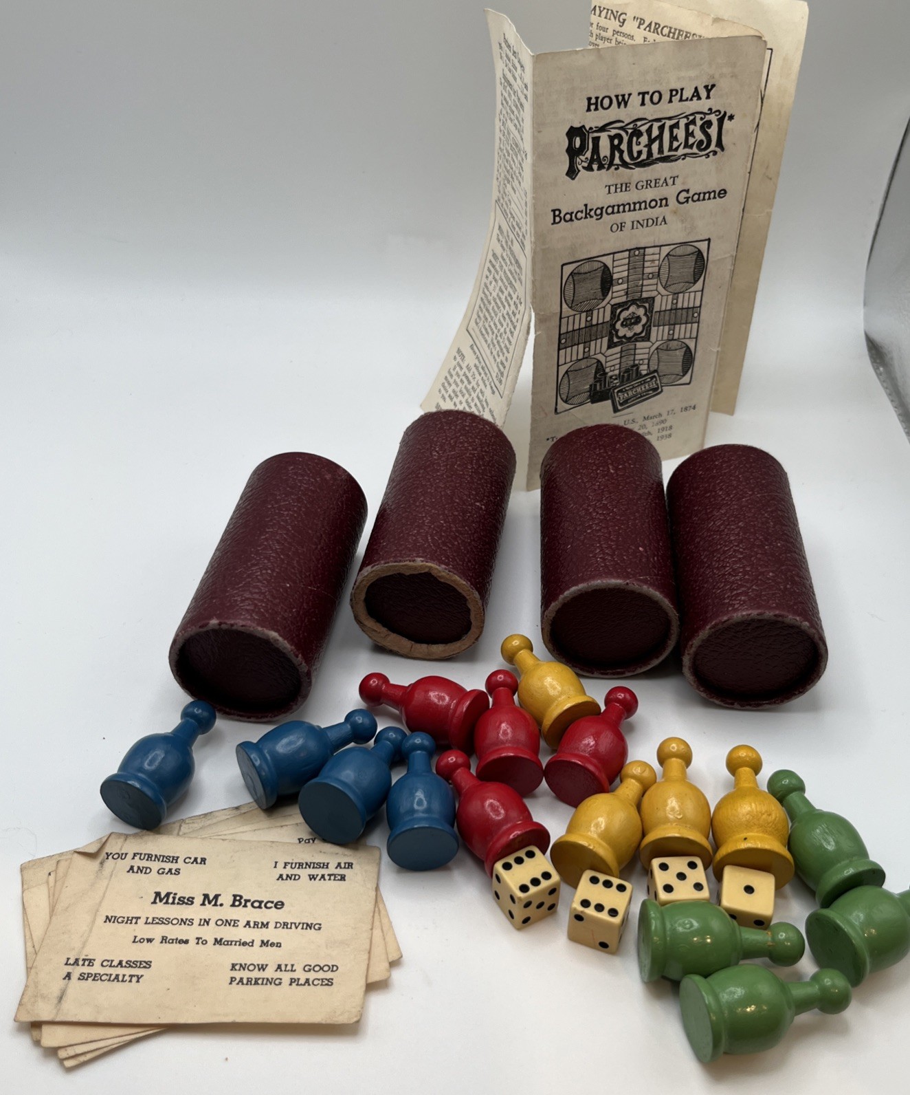 Parcheesi USED circa 1946 Selchow & Richter “No Playing Board”
