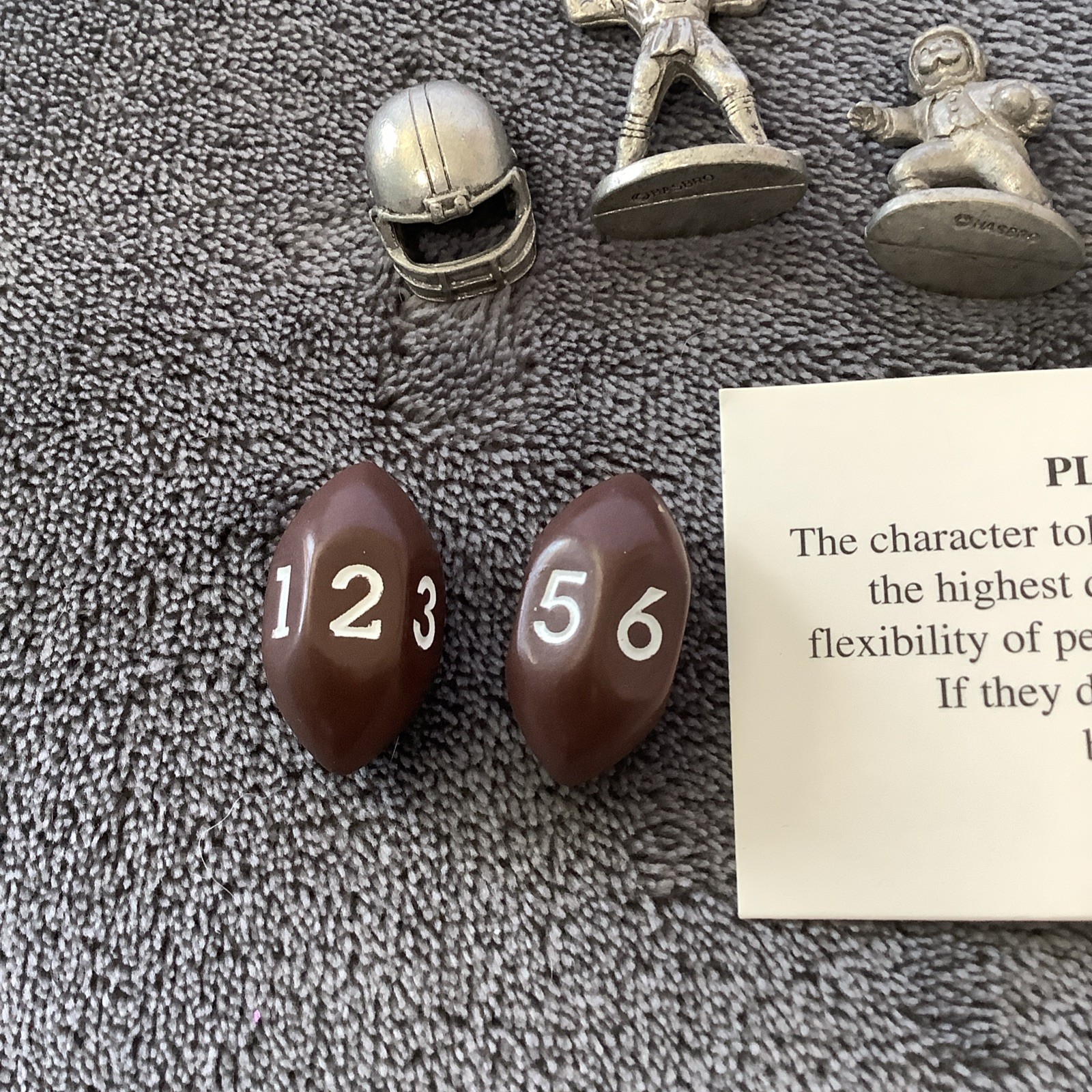Vintage NFL Monopoly Lot of 8 Pewter Game Pieces 2 Football Shaped Dice Hasbro