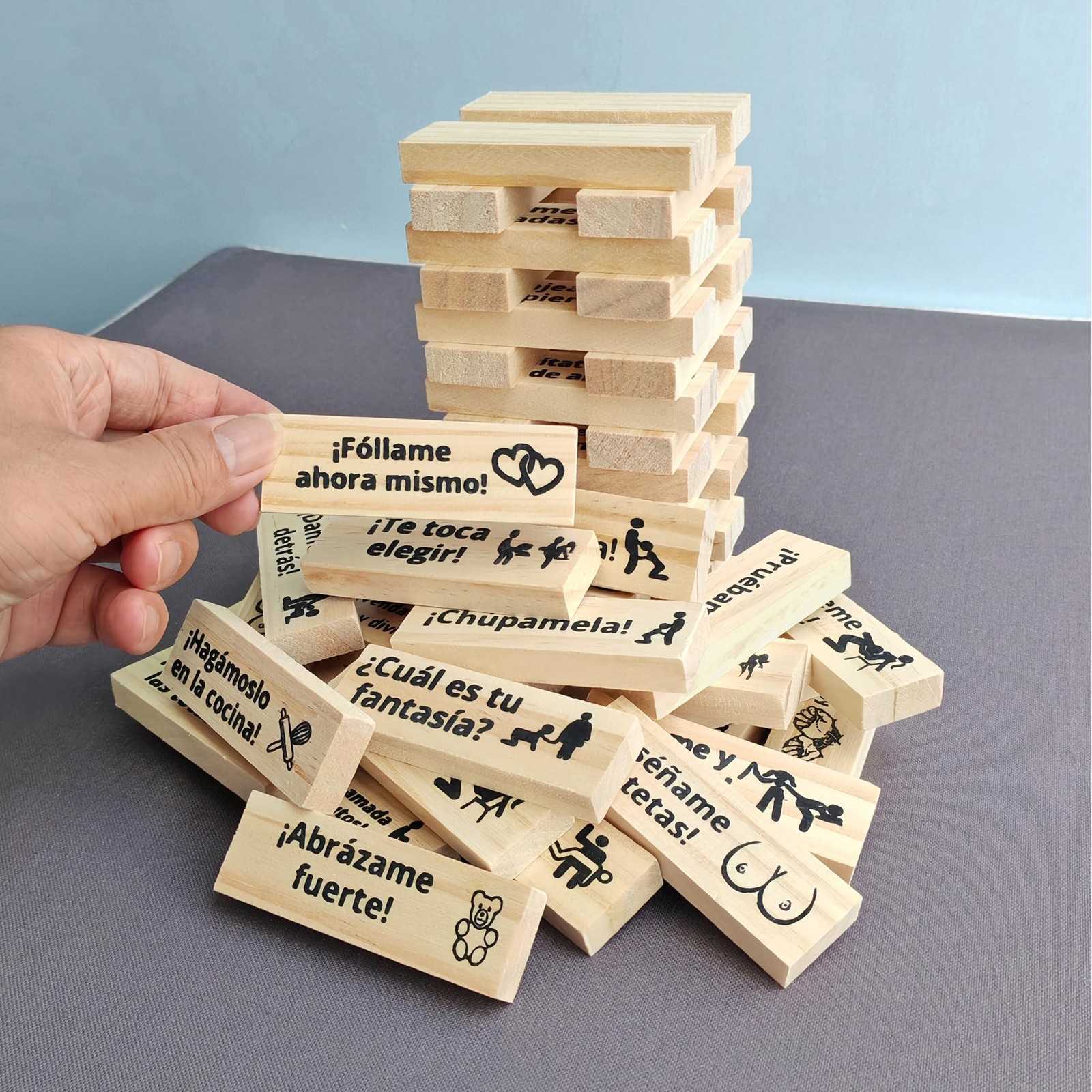Spanish Blocks Tower Game 48 Pcs for Adult Couples – Fun Stacking