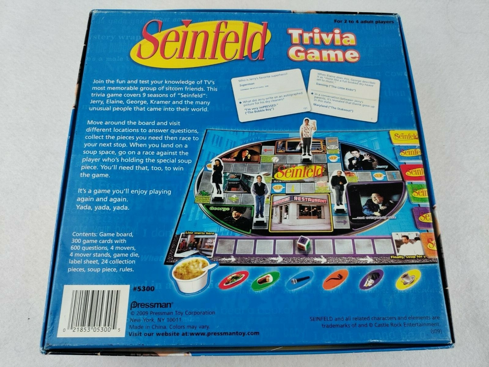 Incomplete Seinfeld Trivia Game #5300 Pressman 2009 Adult 2-4 Player Open Box
