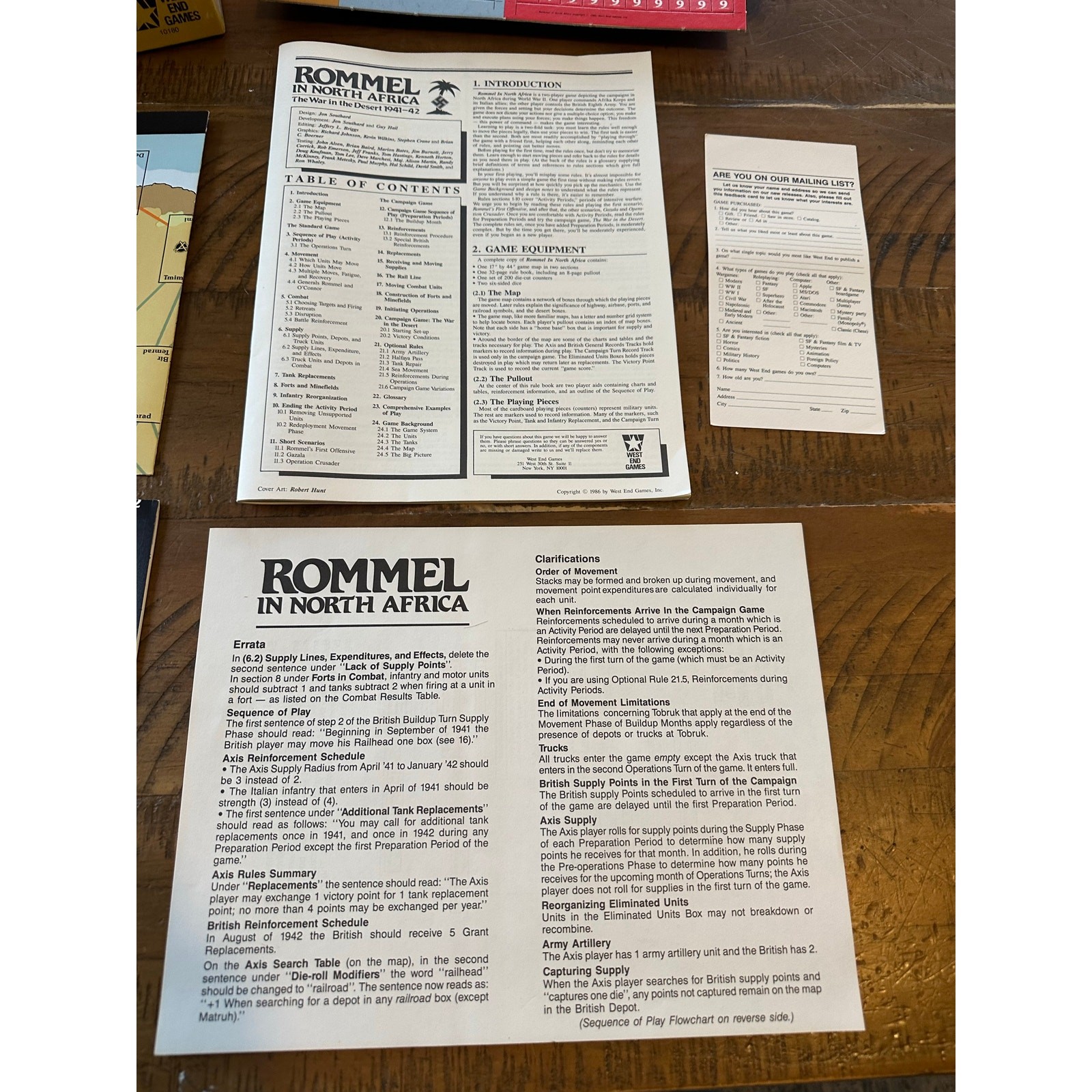 West End Wargame Rommel in North Africa DESERT 1941-42 GAME VINTAGE 1986 NEW