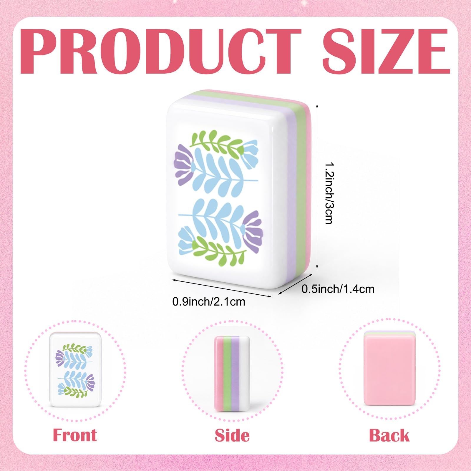 Arrowbash 160 Pcs Mini Mahjong Tiles Set 1 Inch Tiles Pink Flowers American M…